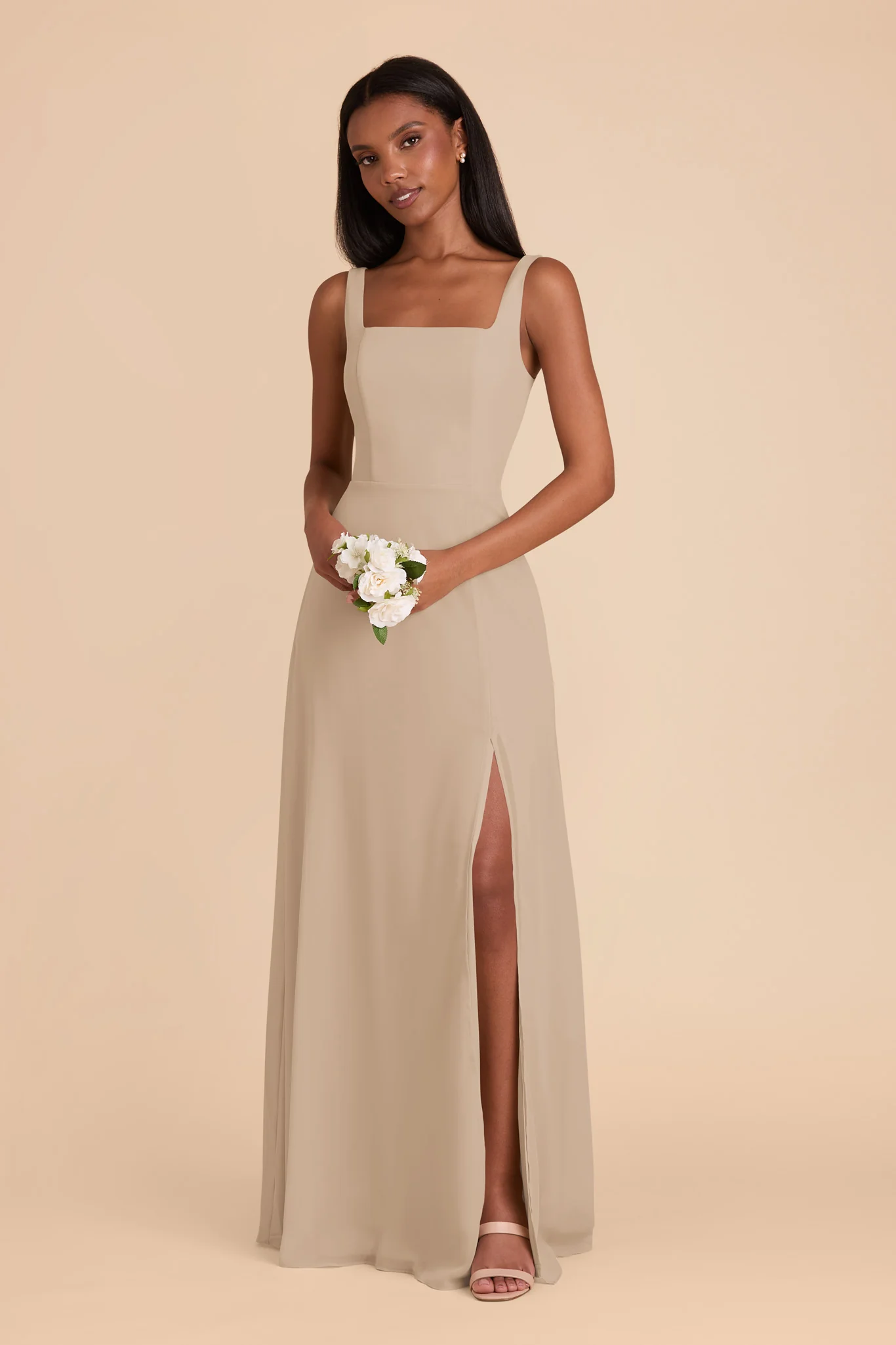 Alex Chiffon Dress - Almond - Image 4