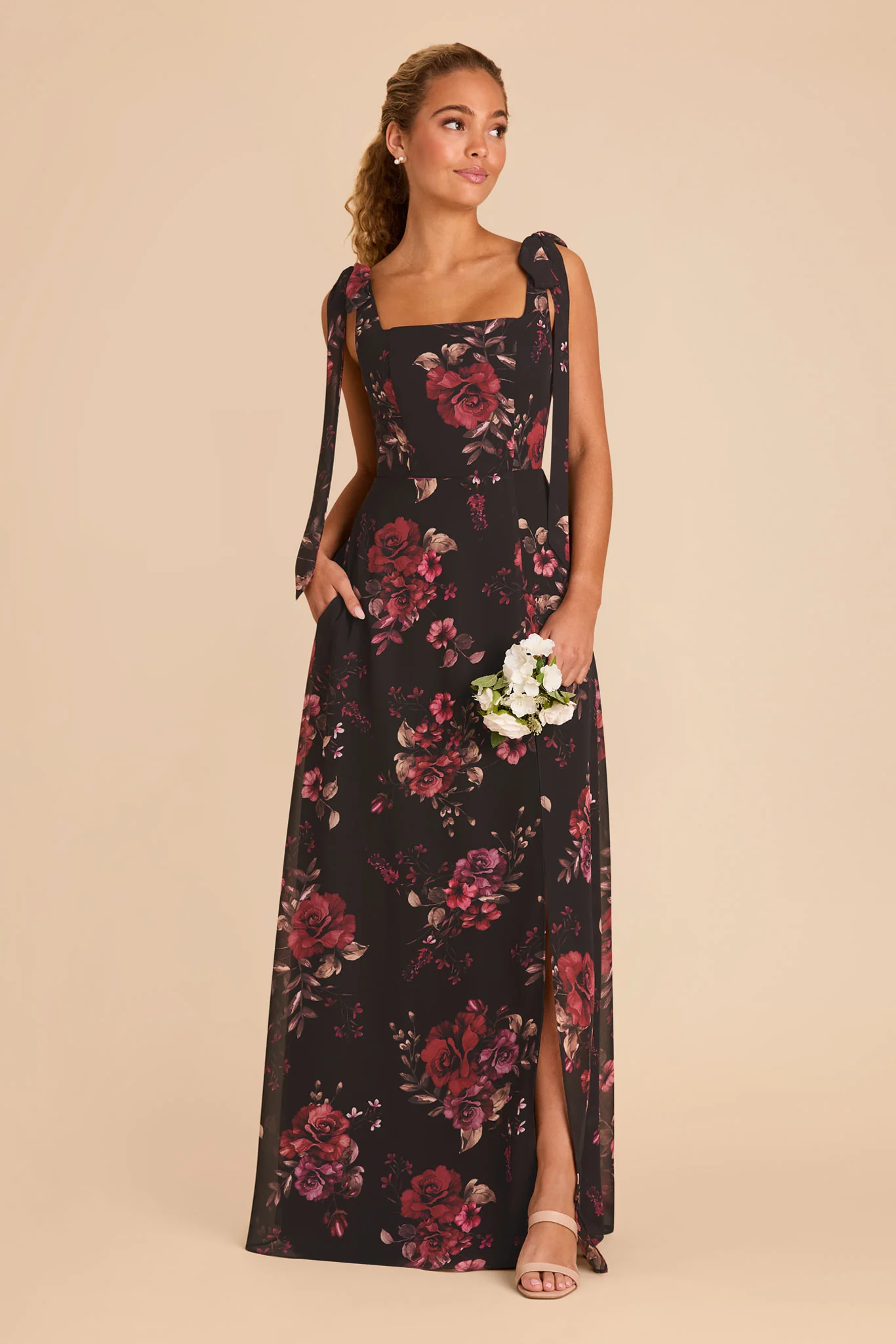 Alex Chiffon Dress - Black Fleurs D'Amour - Image 2