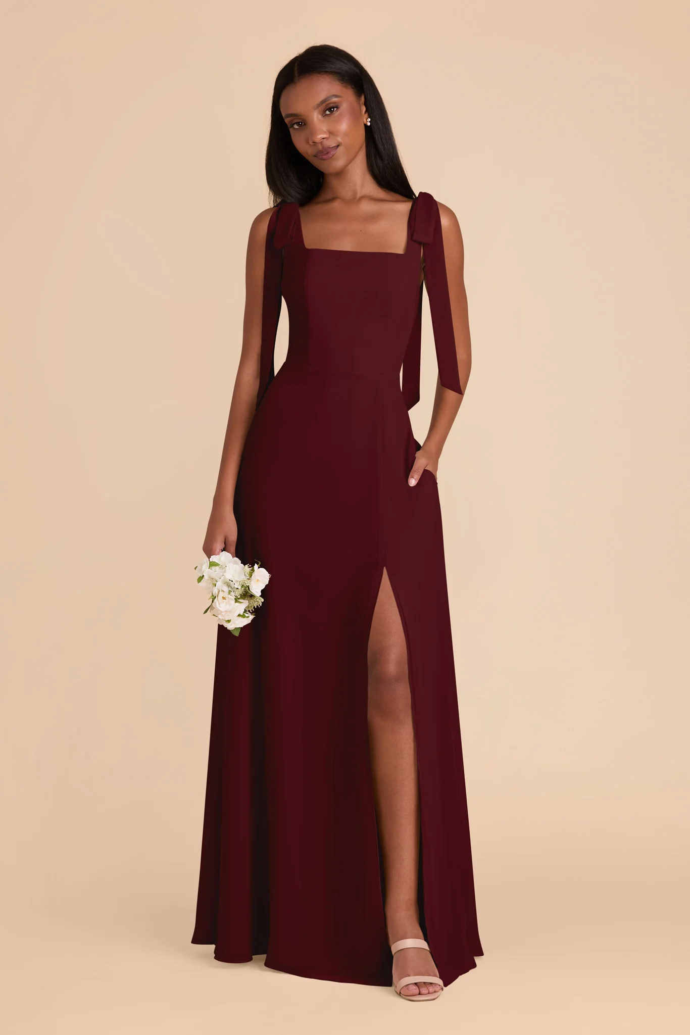 Alex Chiffon Dress - Cabernet
