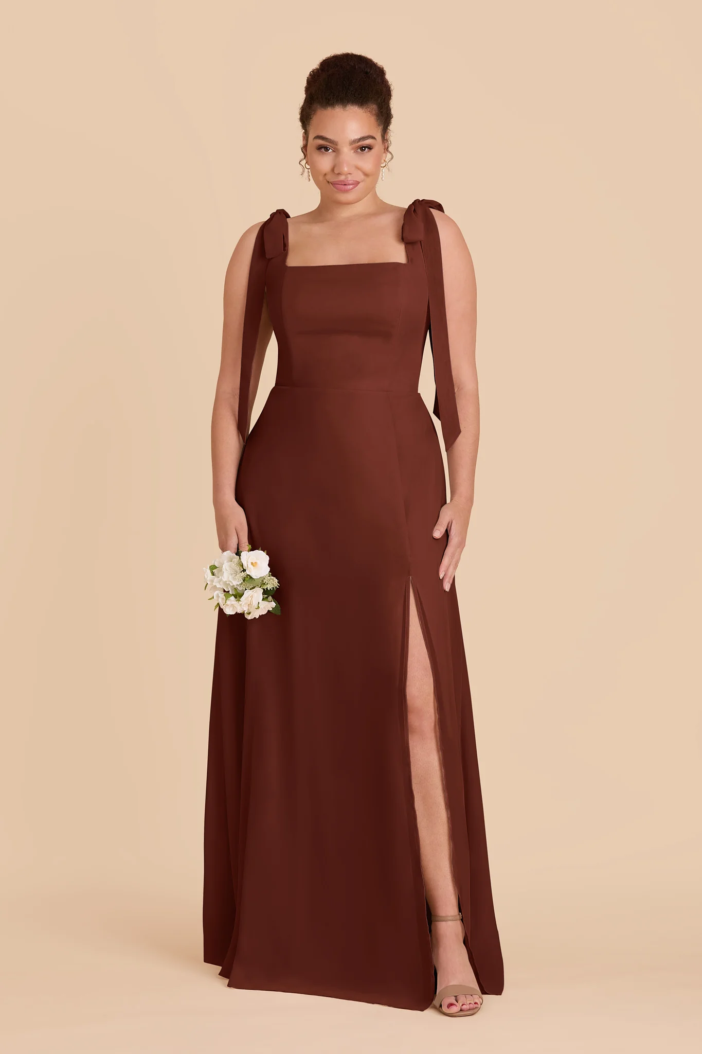 Alex Chiffon Dress - Cognac - Image 2