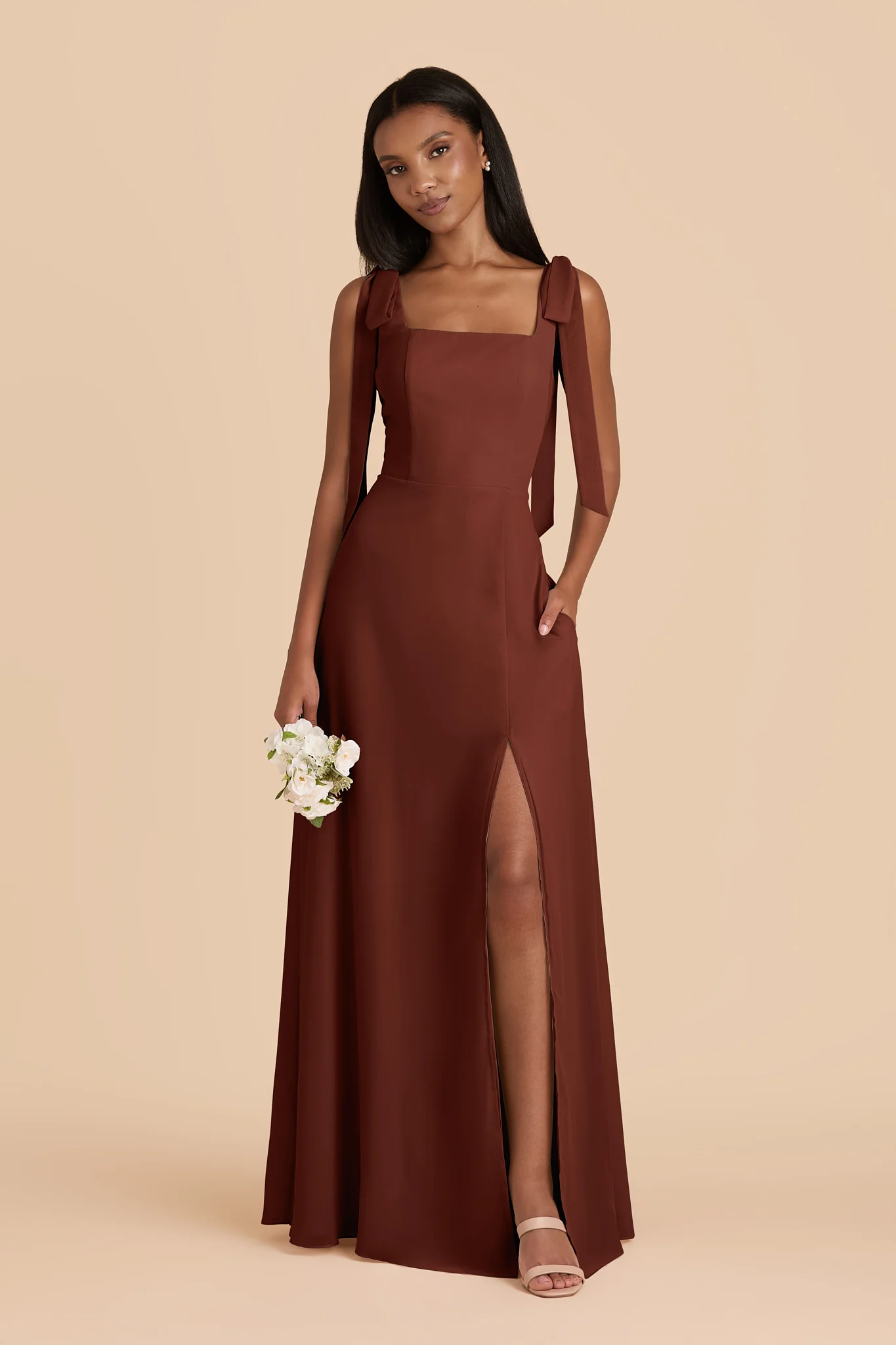 Alex Chiffon Dress - Cognac - Image 3