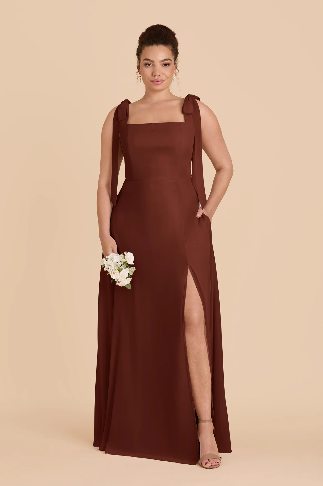 Alex Chiffon Dress - Cognac - Image 7