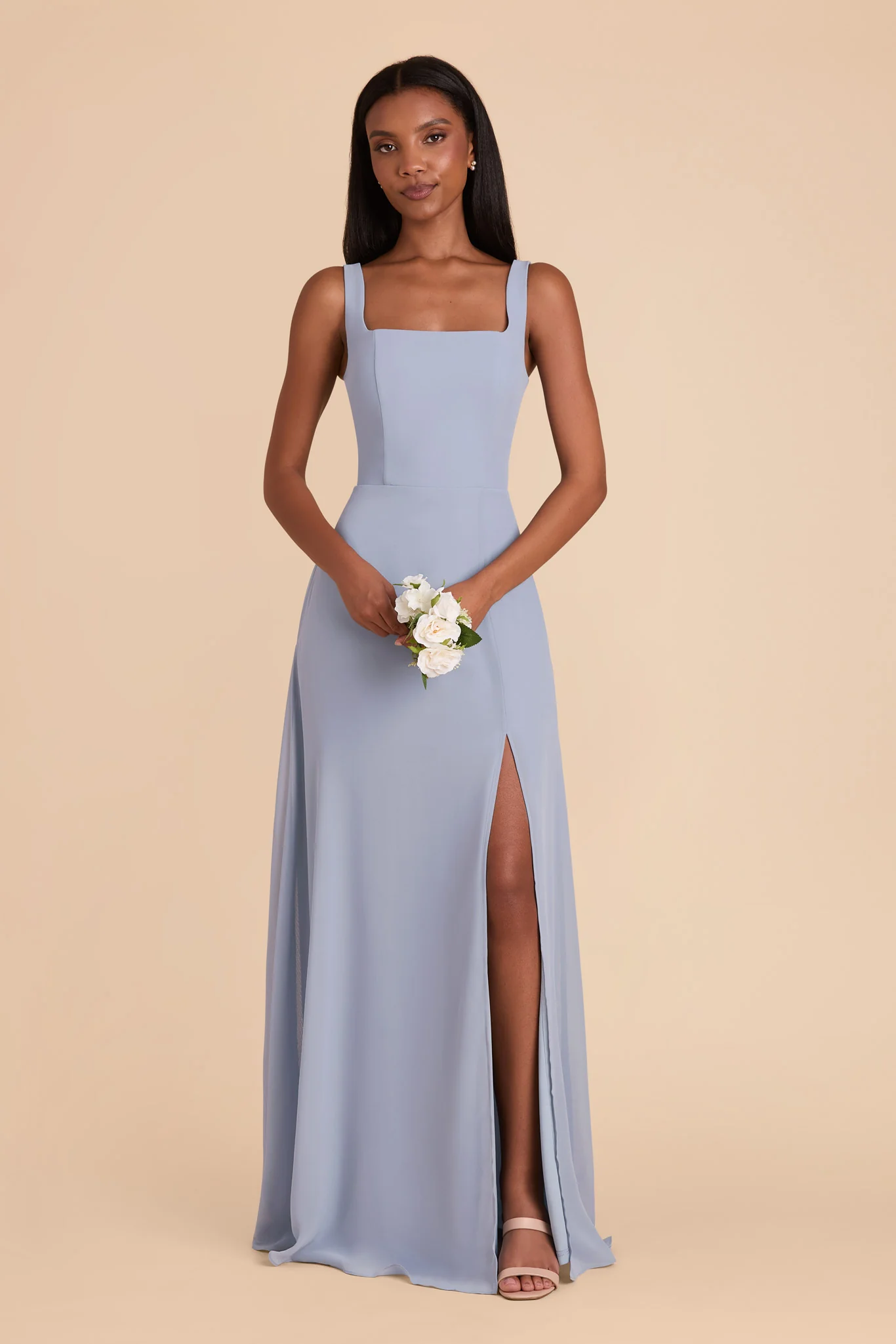 Alex Chiffon Dress - Dusty Blue