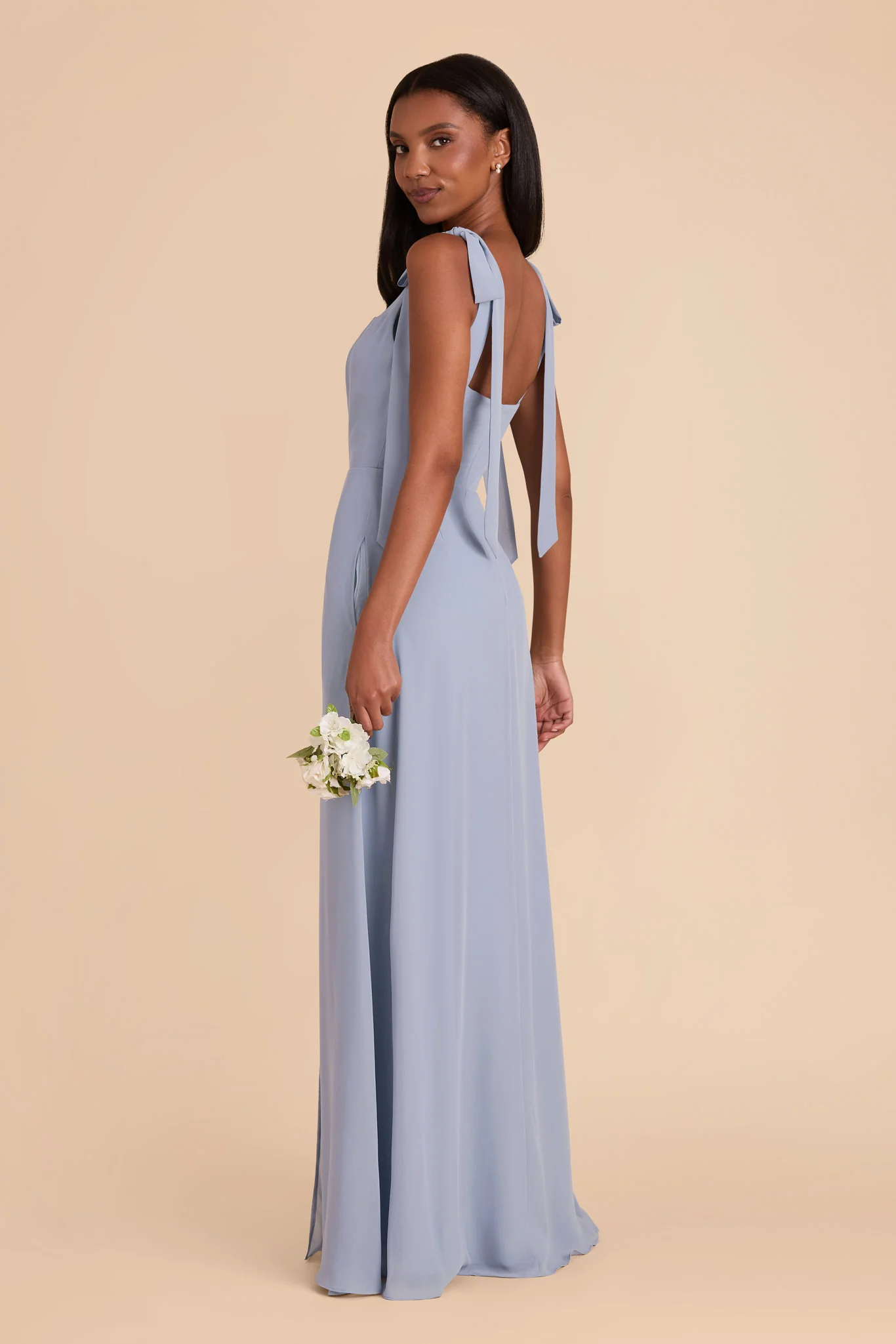Alex Chiffon Dress - Dusty Blue - Image 5