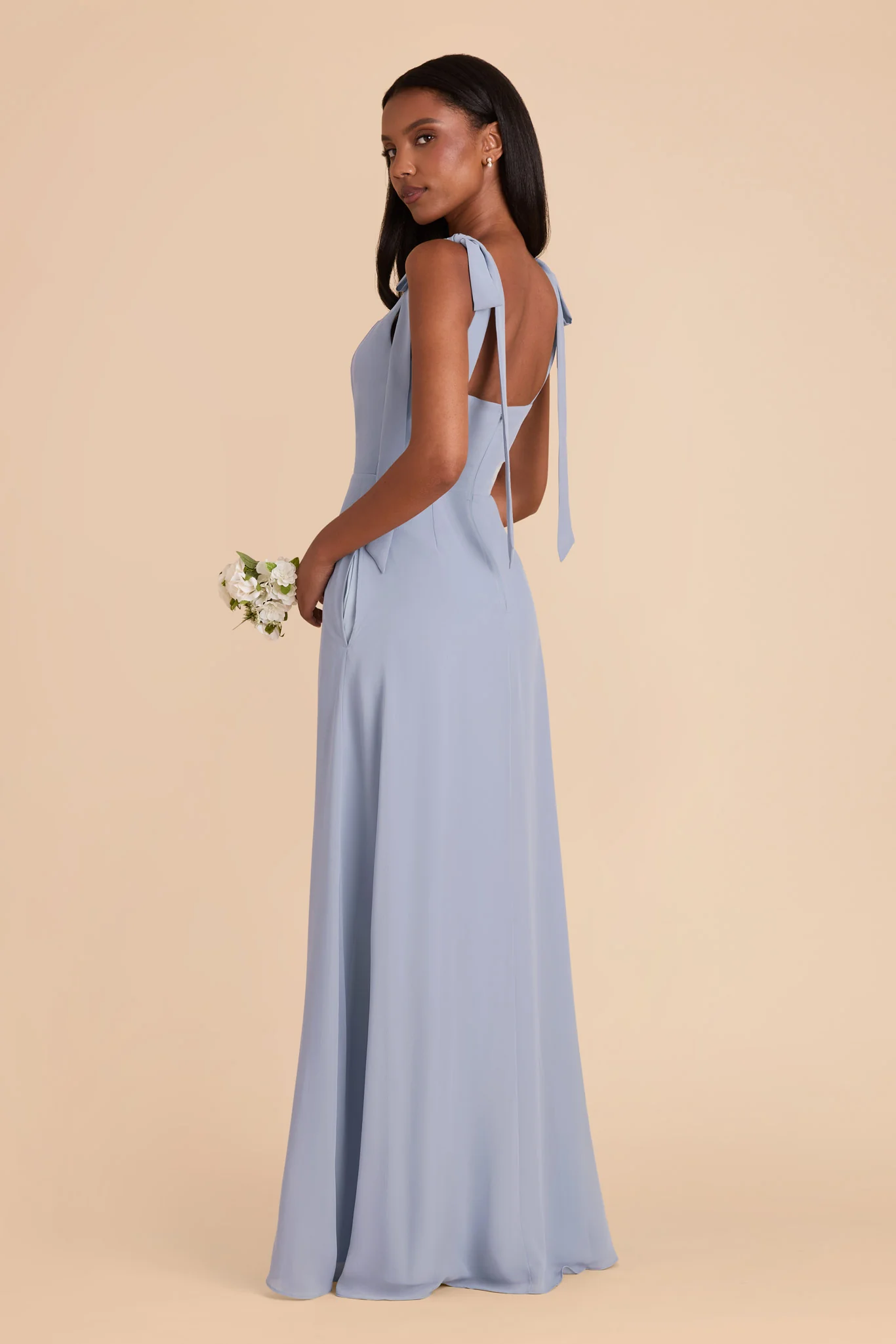 Alex Chiffon Dress - Dusty Blue - Image 6