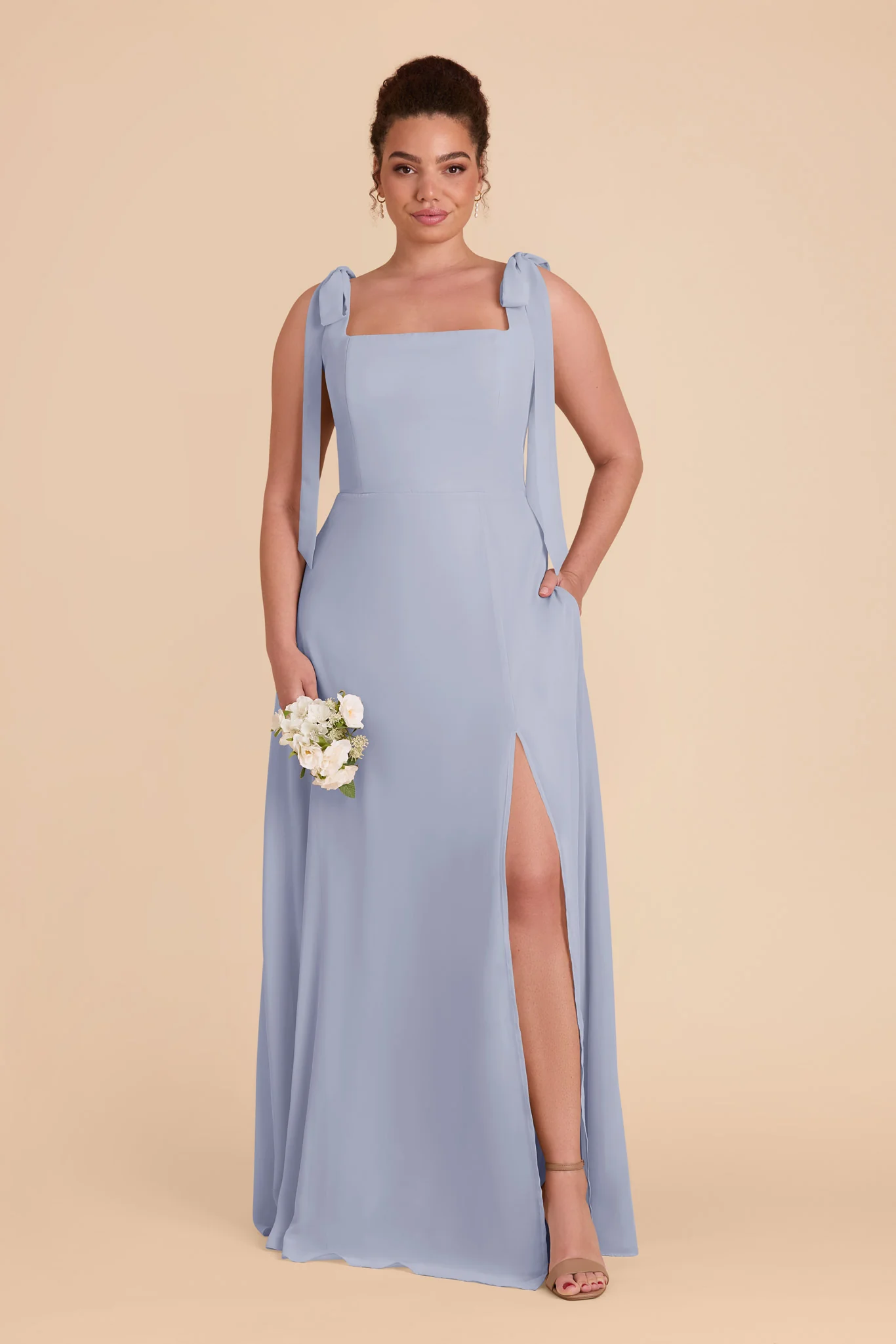 Alex Chiffon Dress - Dusty Blue - Image 8