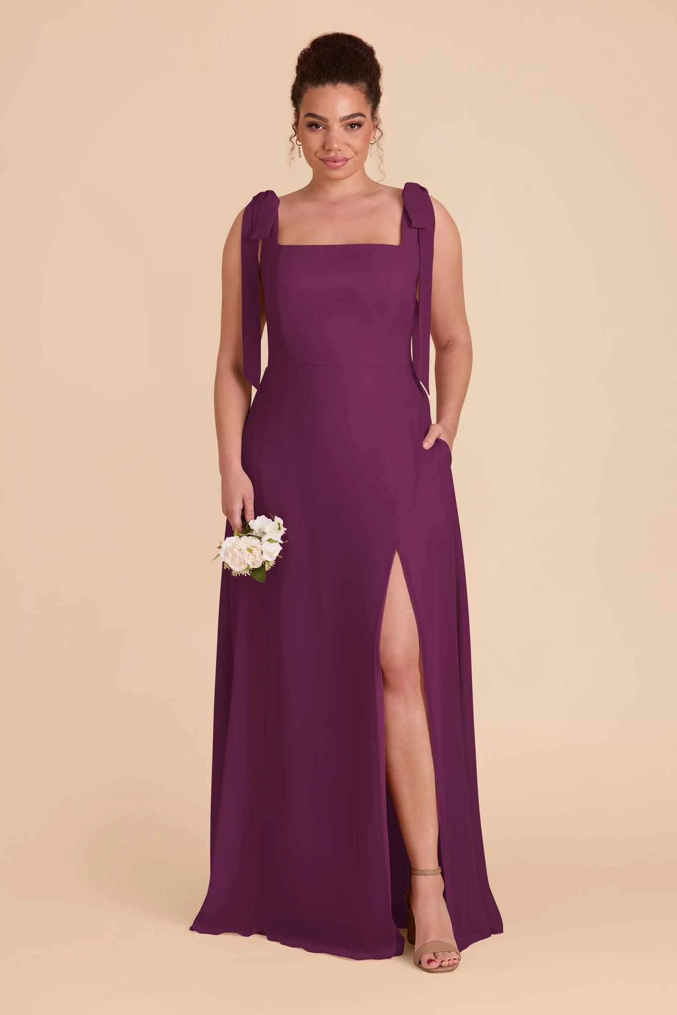 Alex Chiffon Dress - Fig - Image 2