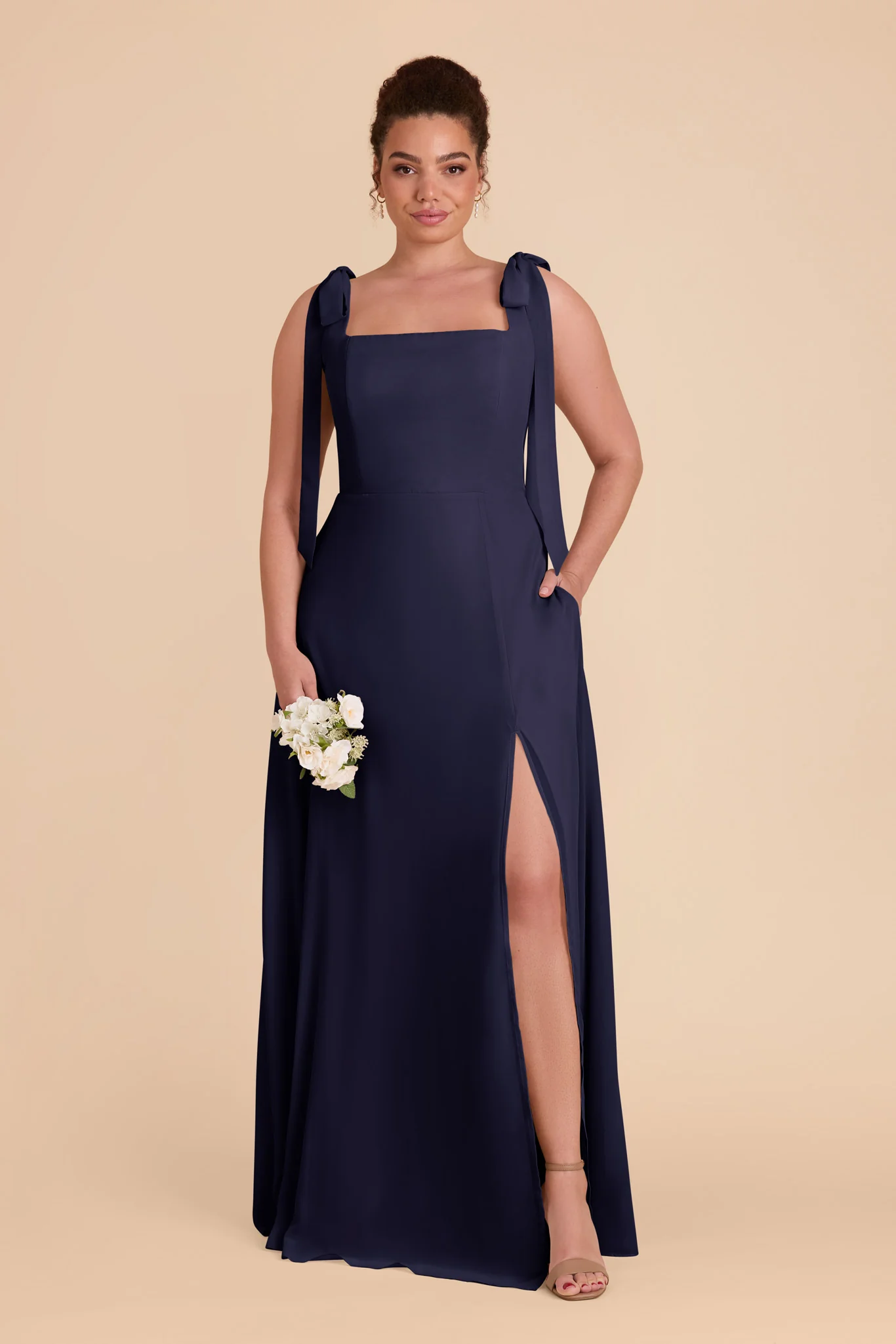 Alex Chiffon Dress - Navy - Image 9