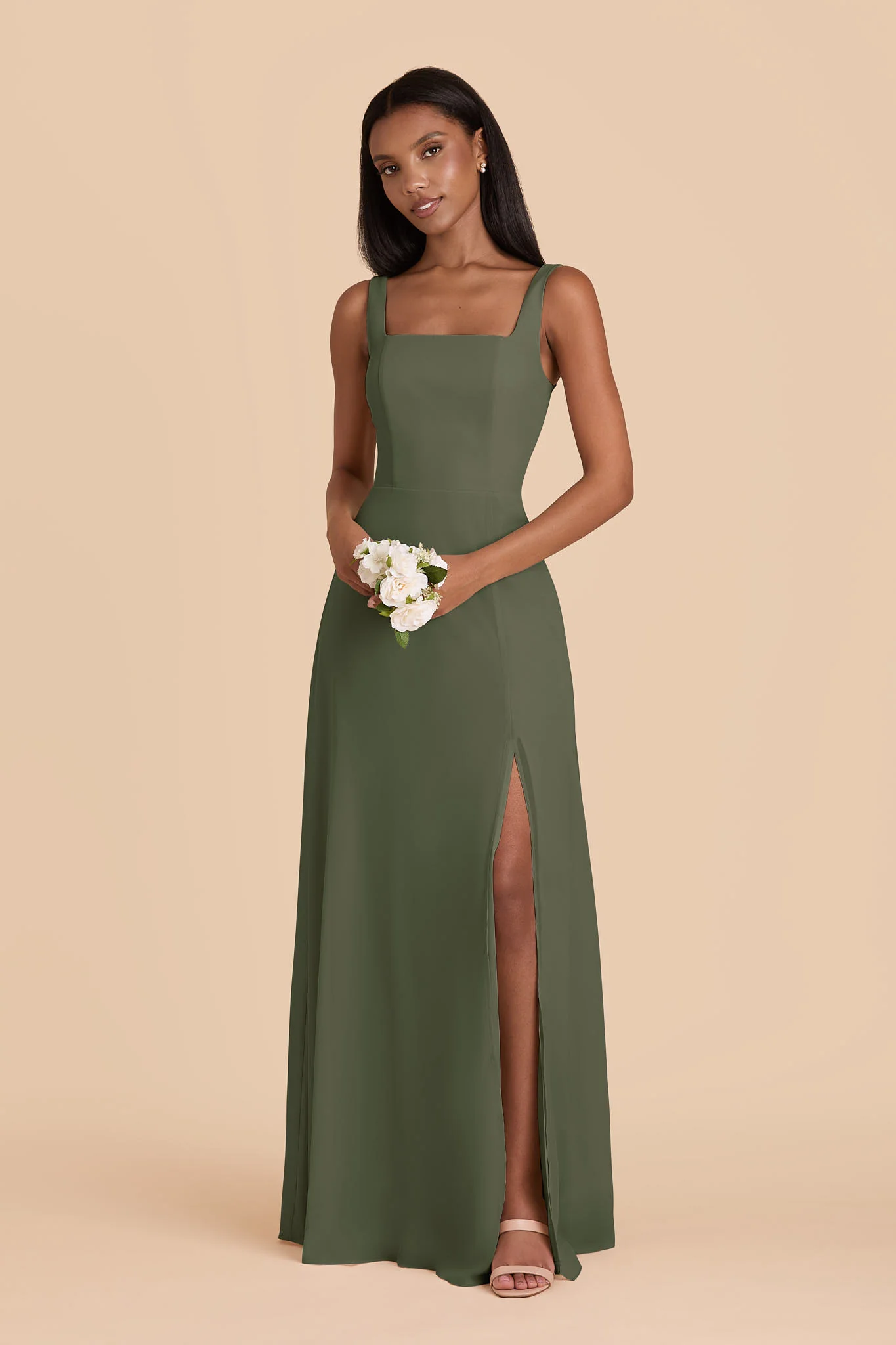Alex Chiffon Dress - Olive - Image 4