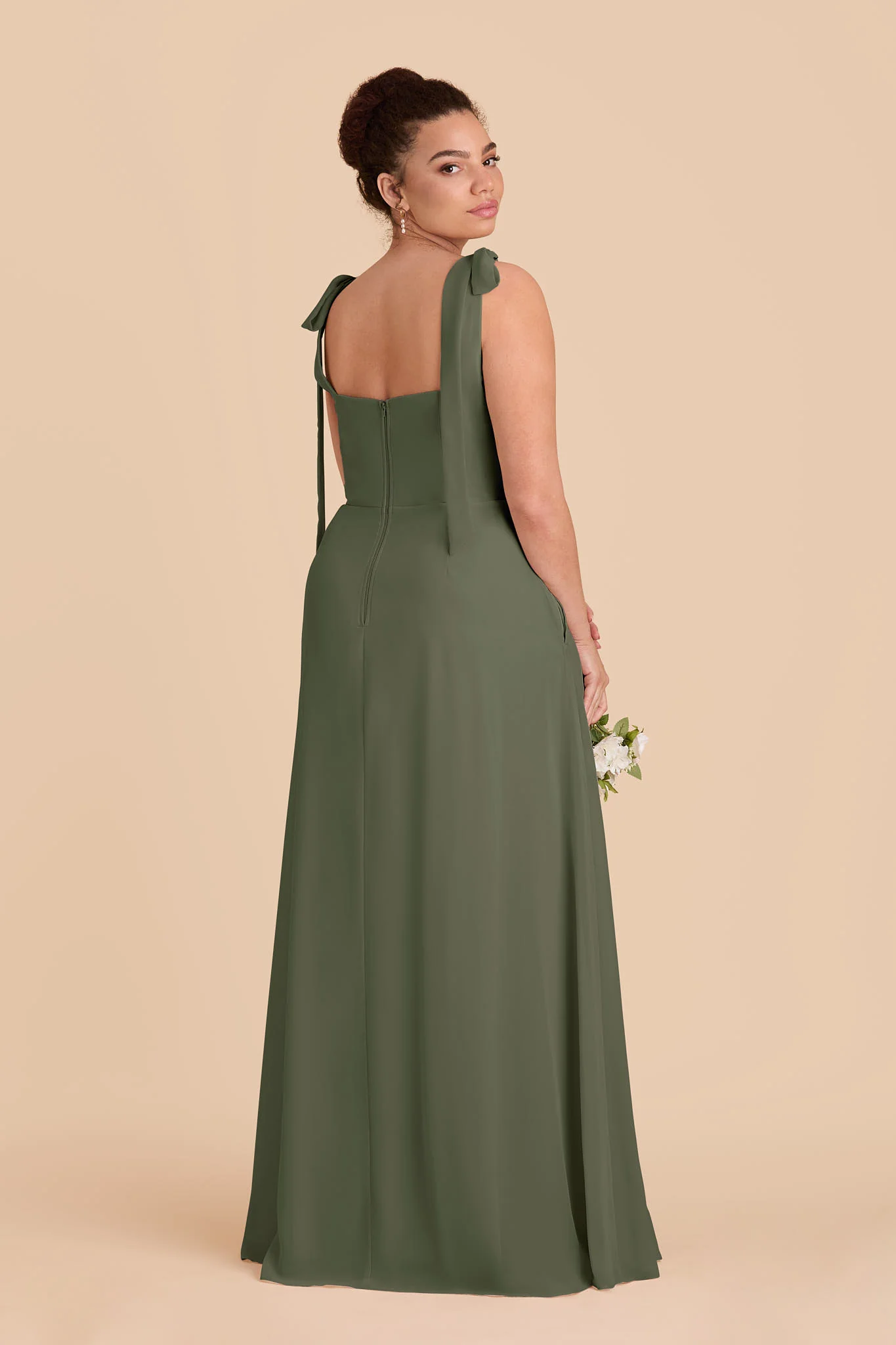 Alex Chiffon Dress - Olive - Image 9