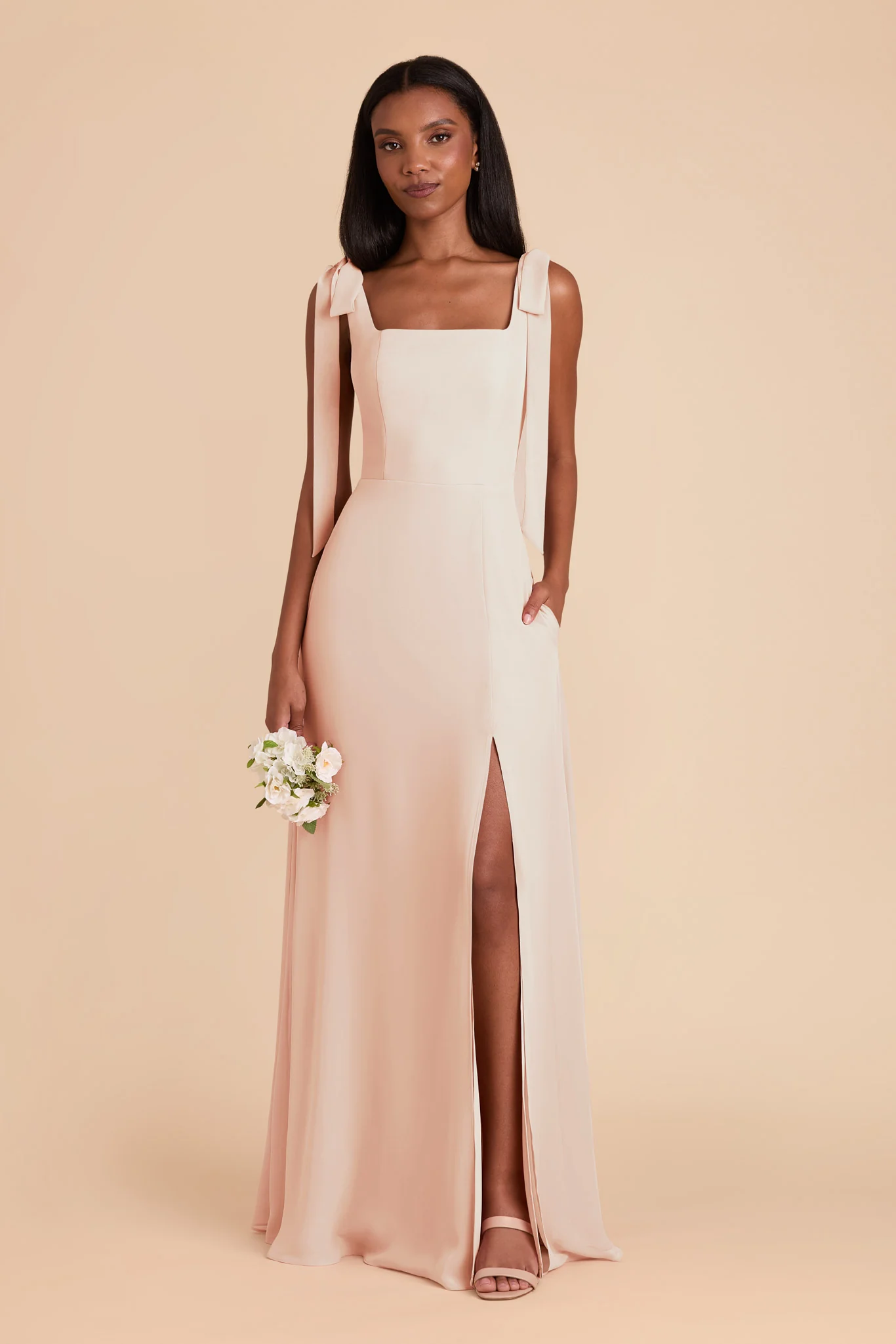 Alex Chiffon Dress - Pale Blush