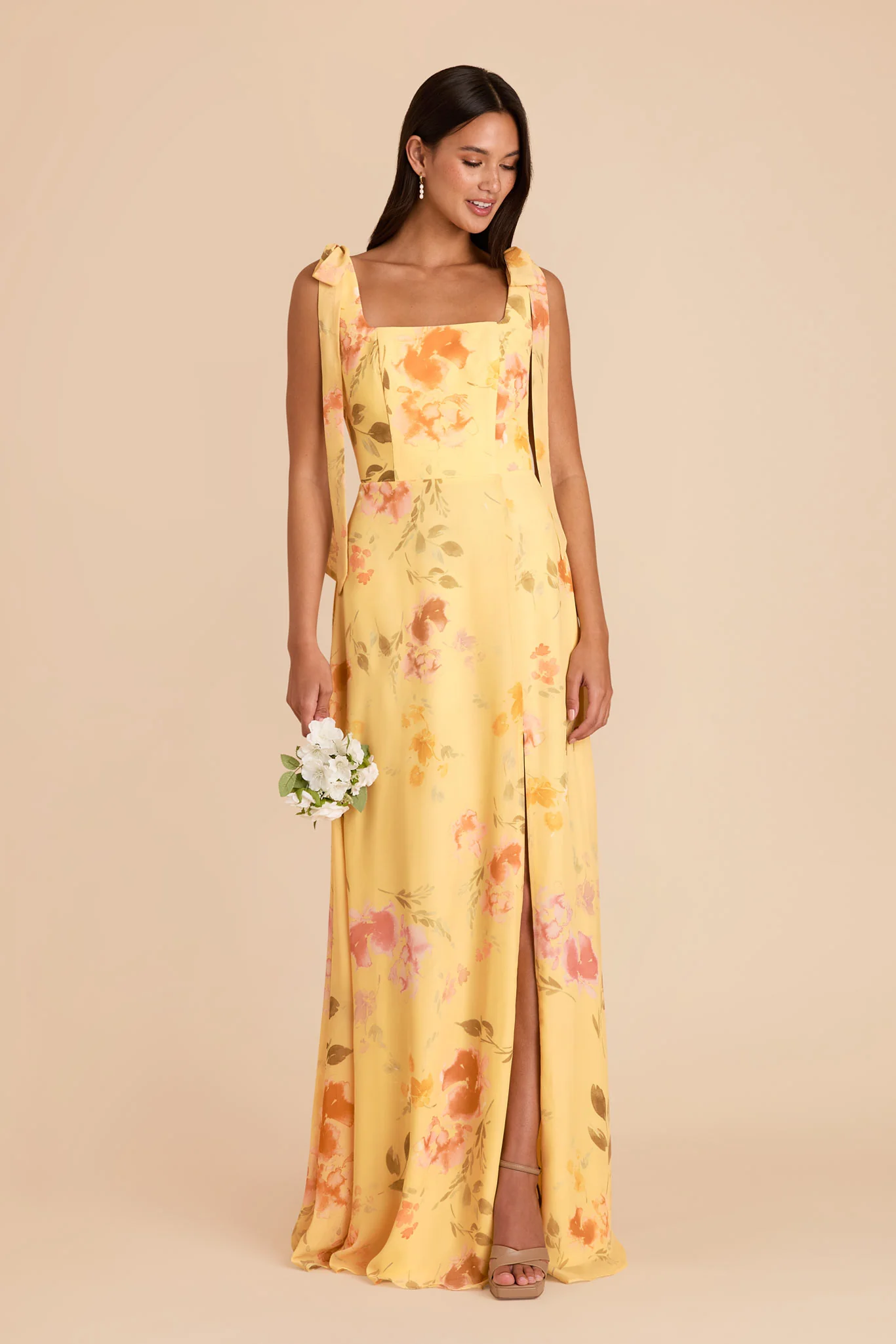 Alex Chiffon Dress - Pale Yellow Rococo Floral
