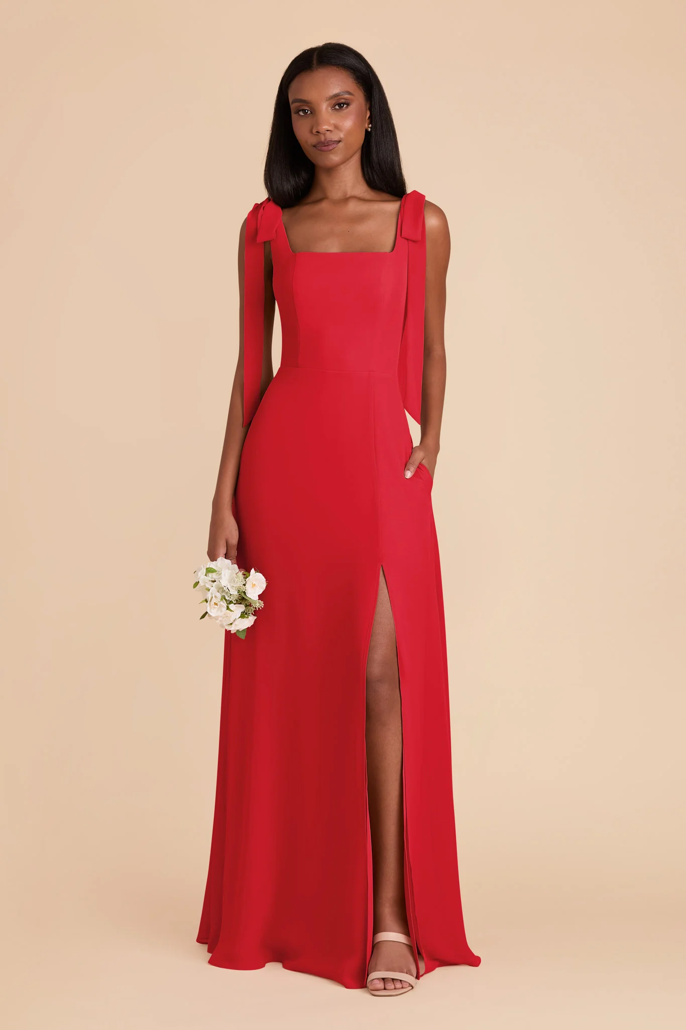 Alex Chiffon Dress - Ruby Red