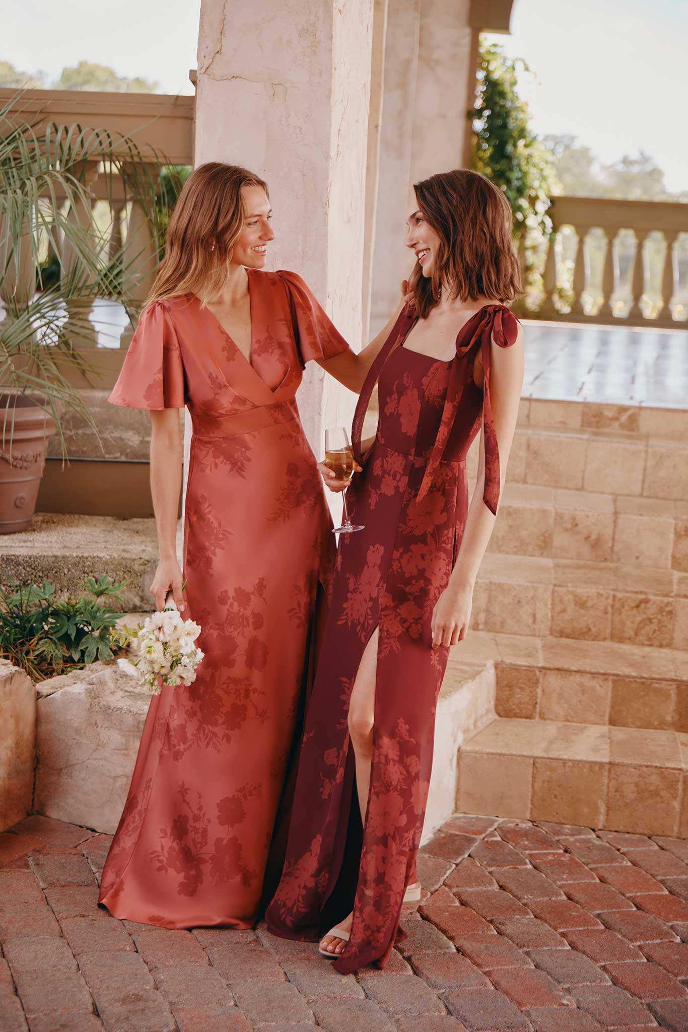 Alex Chiffon Dress - Sangria Whimsical Blooms - Image 2