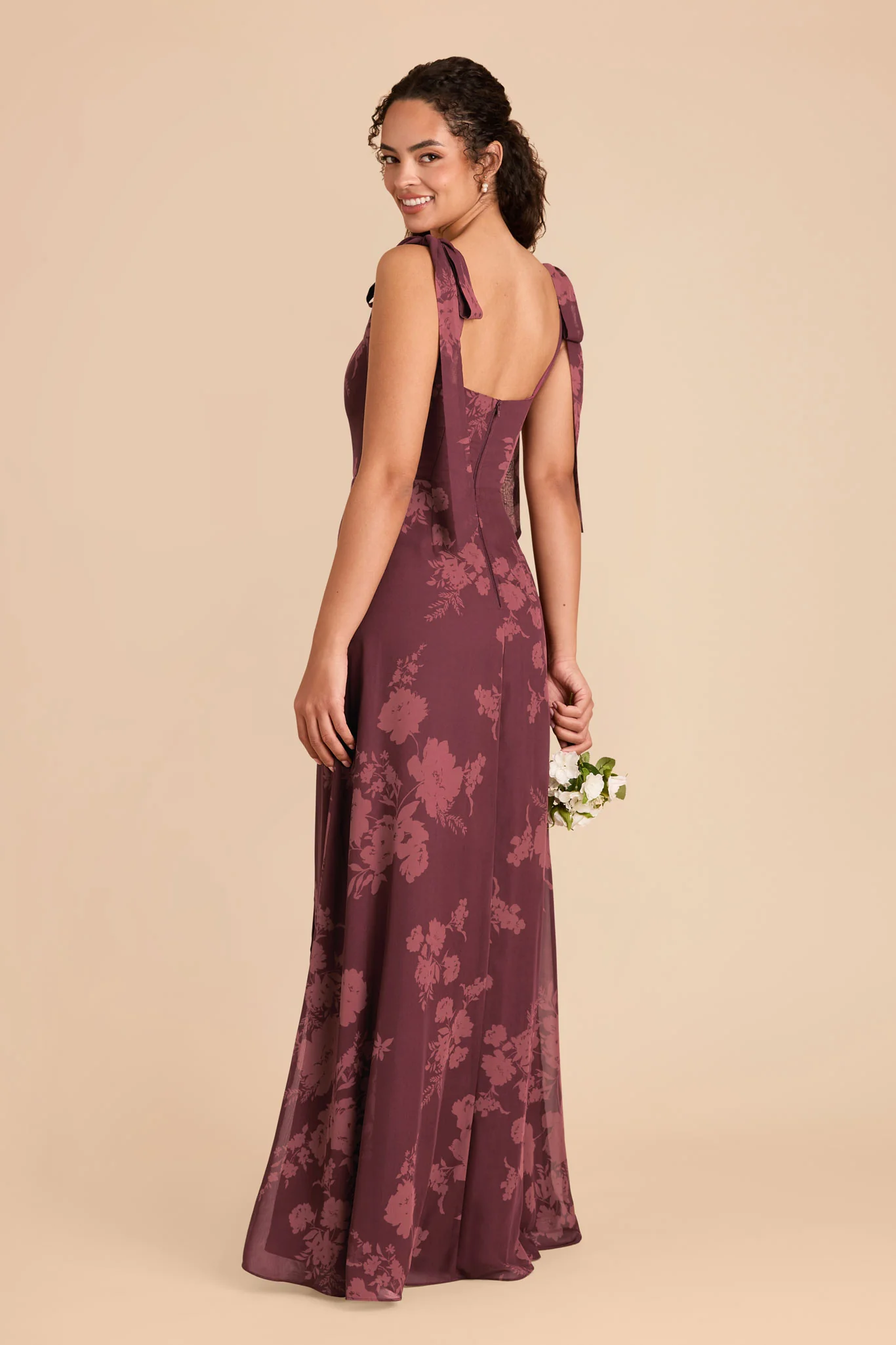 Alex Chiffon Dress - Sangria Whimsical Blooms - Image 6