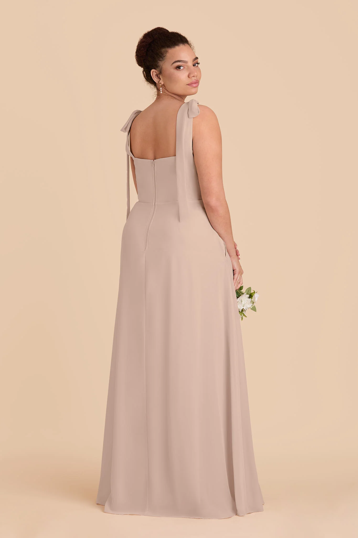 Alex Chiffon Dress - Taupe - Image 9