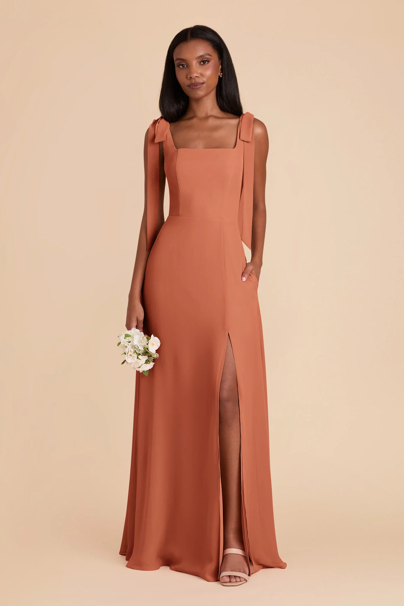 Alex Chiffon Dress - Terracotta