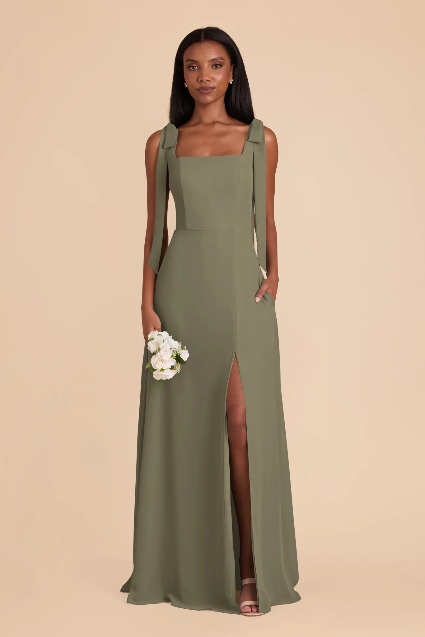 Alex Chiffon Dress - Thyme - Image 3