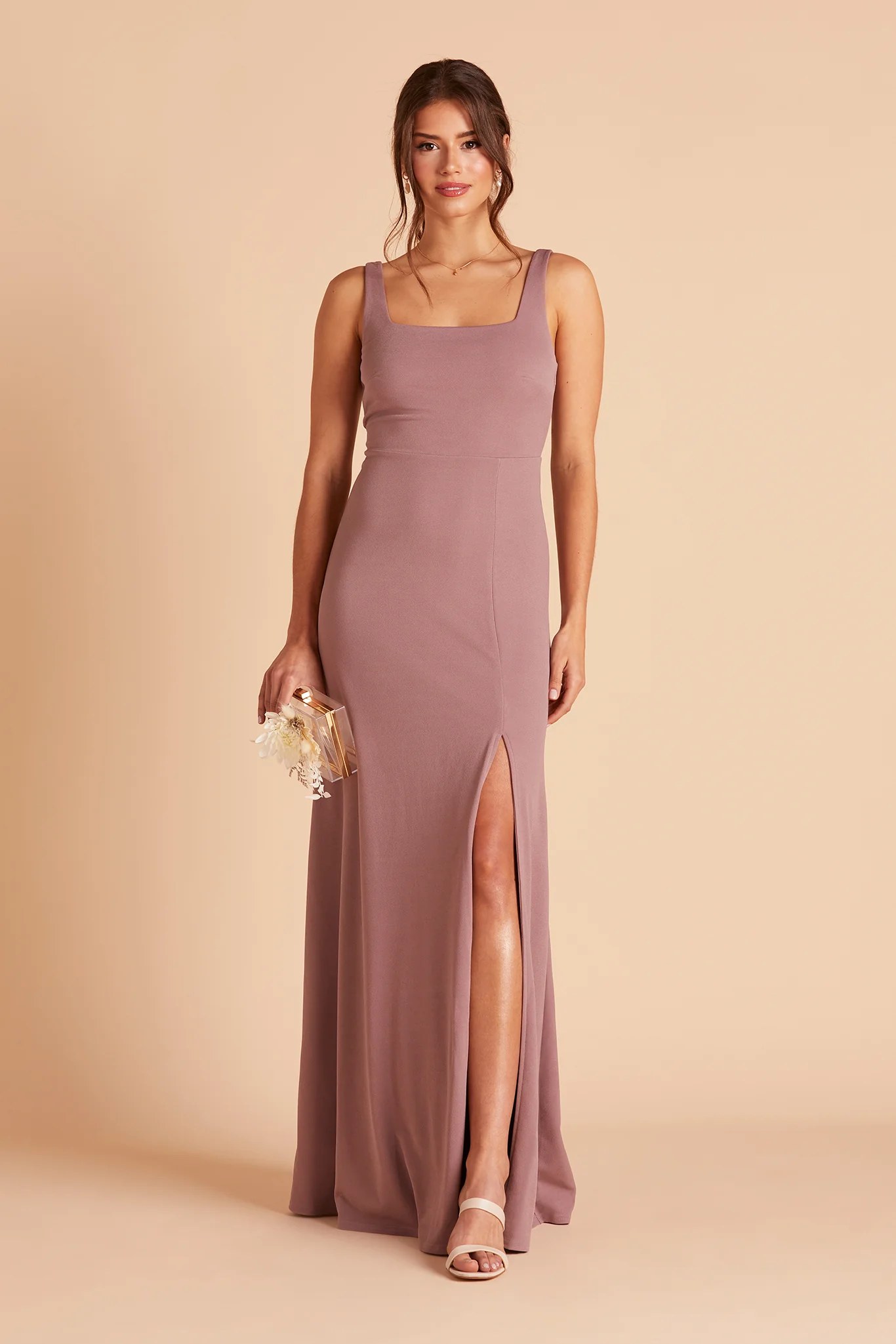 Alex Crepe Dress - Dark Mauve - Image 3