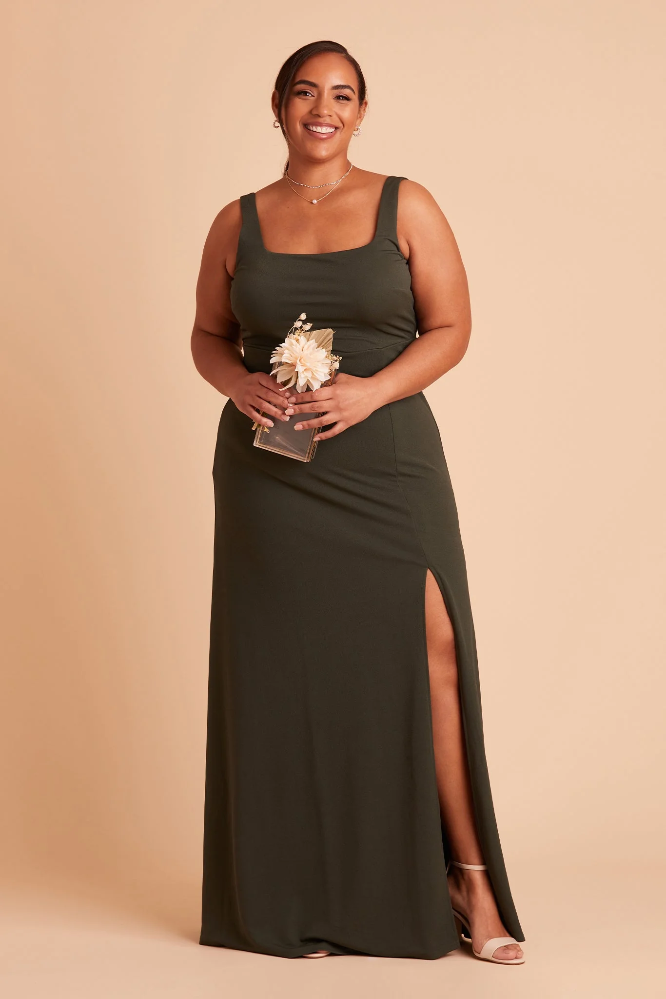 Alex Crepe Dress - Olive - Image 2