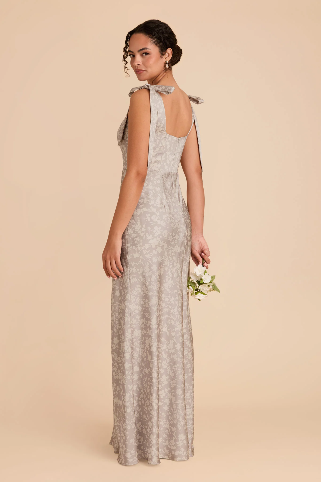 Alex Matte Satin Dress - Almond Dreamy Floral - Image 3
