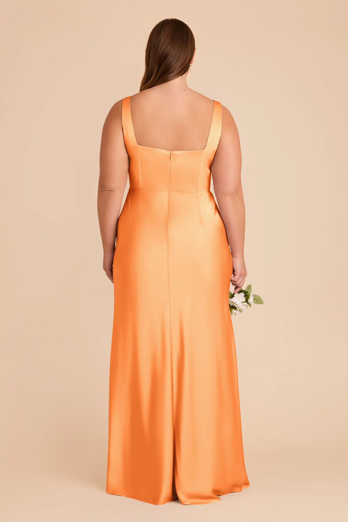 Alex Matte Satin Dress - Apricot - Image 10