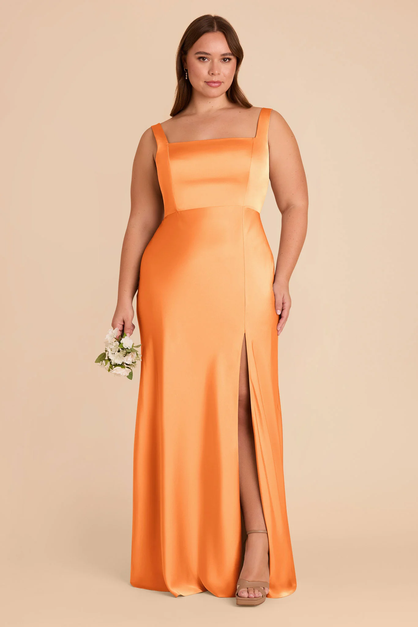 Alex Matte Satin Dress - Apricot - Image 2