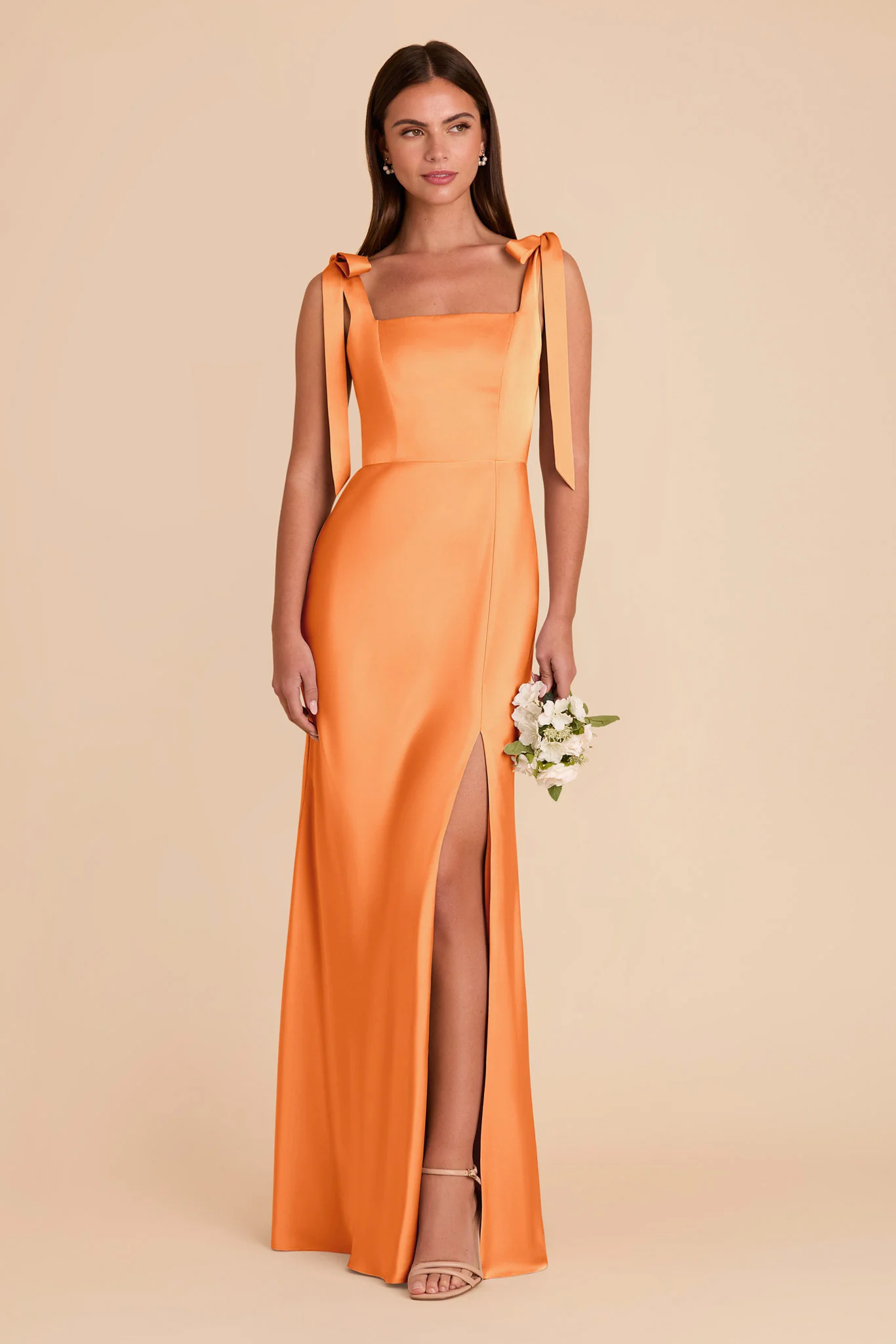 Alex Matte Satin Dress - Apricot - Image 4