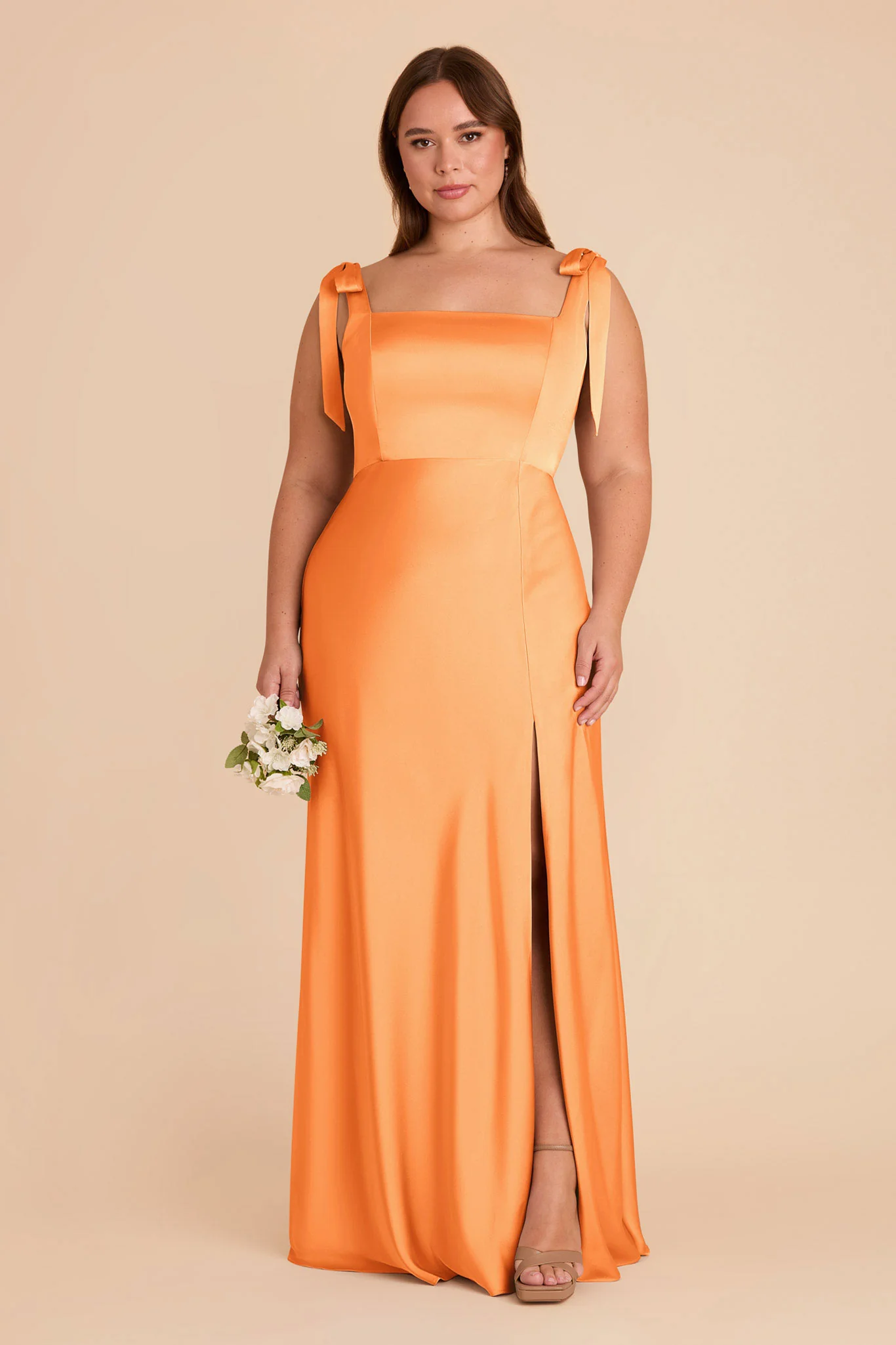 Alex Matte Satin Dress - Apricot - Image 7