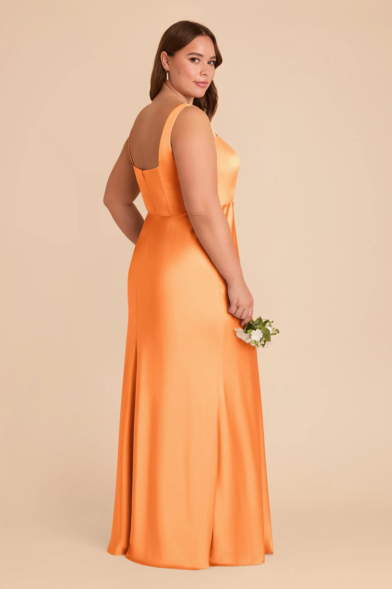 Alex Matte Satin Dress - Apricot - Image 9