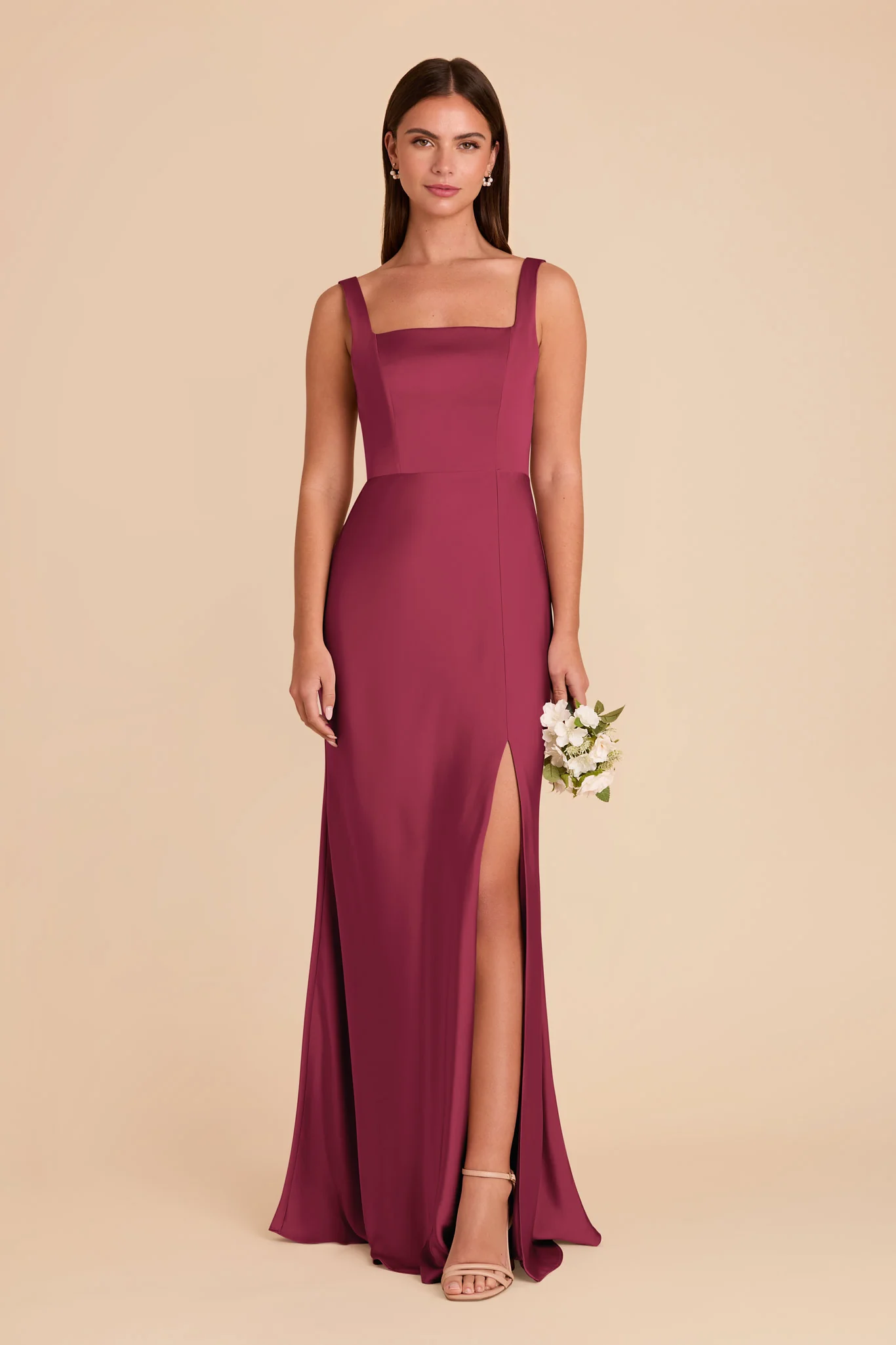 Alex Matte Satin Dress - Berry - Image 3