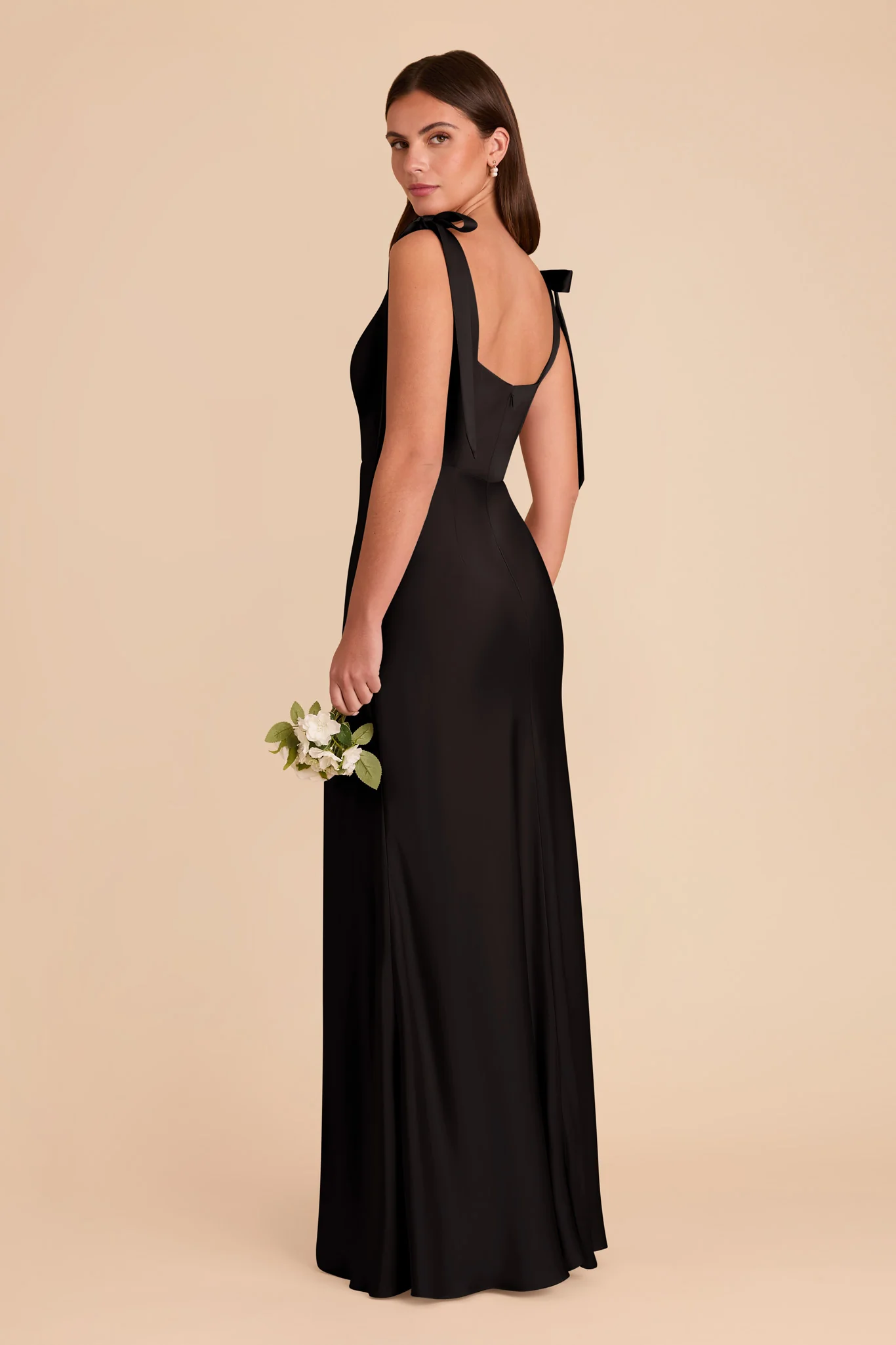 Alex Matte Satin Dress - Black - Image 5
