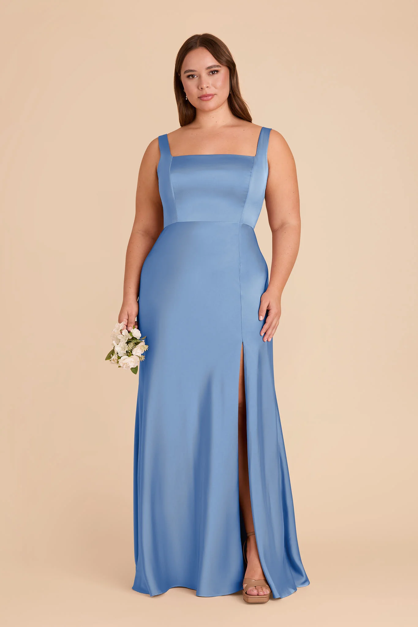 Alex Matte Satin Dress - Bluebell - Image 2