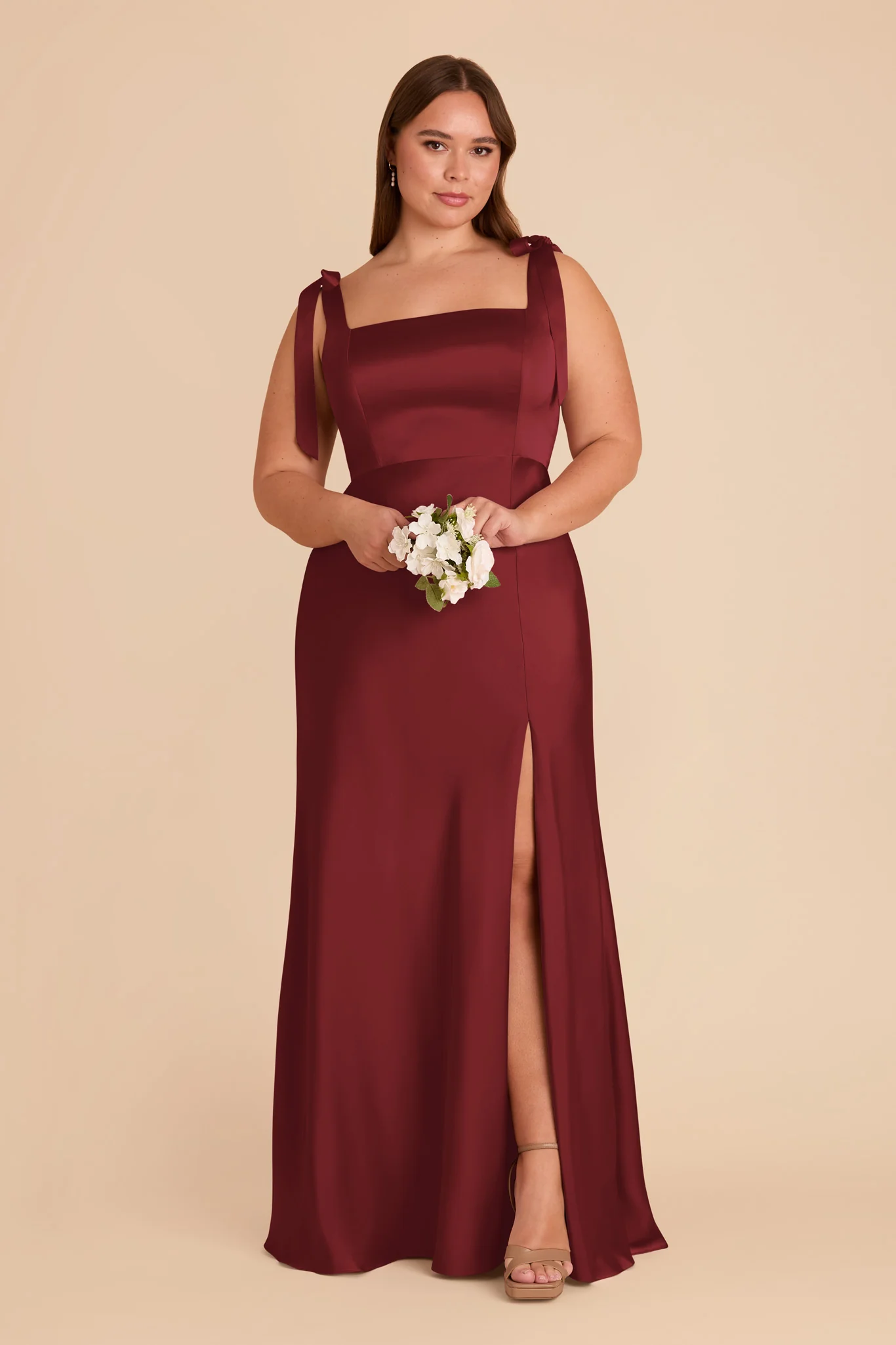 Alex Matte Satin Dress - Burgundy - Image 6