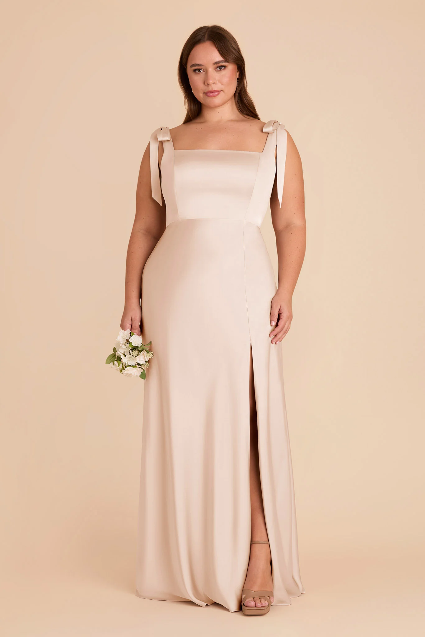 Alex Matte Satin Dress - Champagne - Image 2