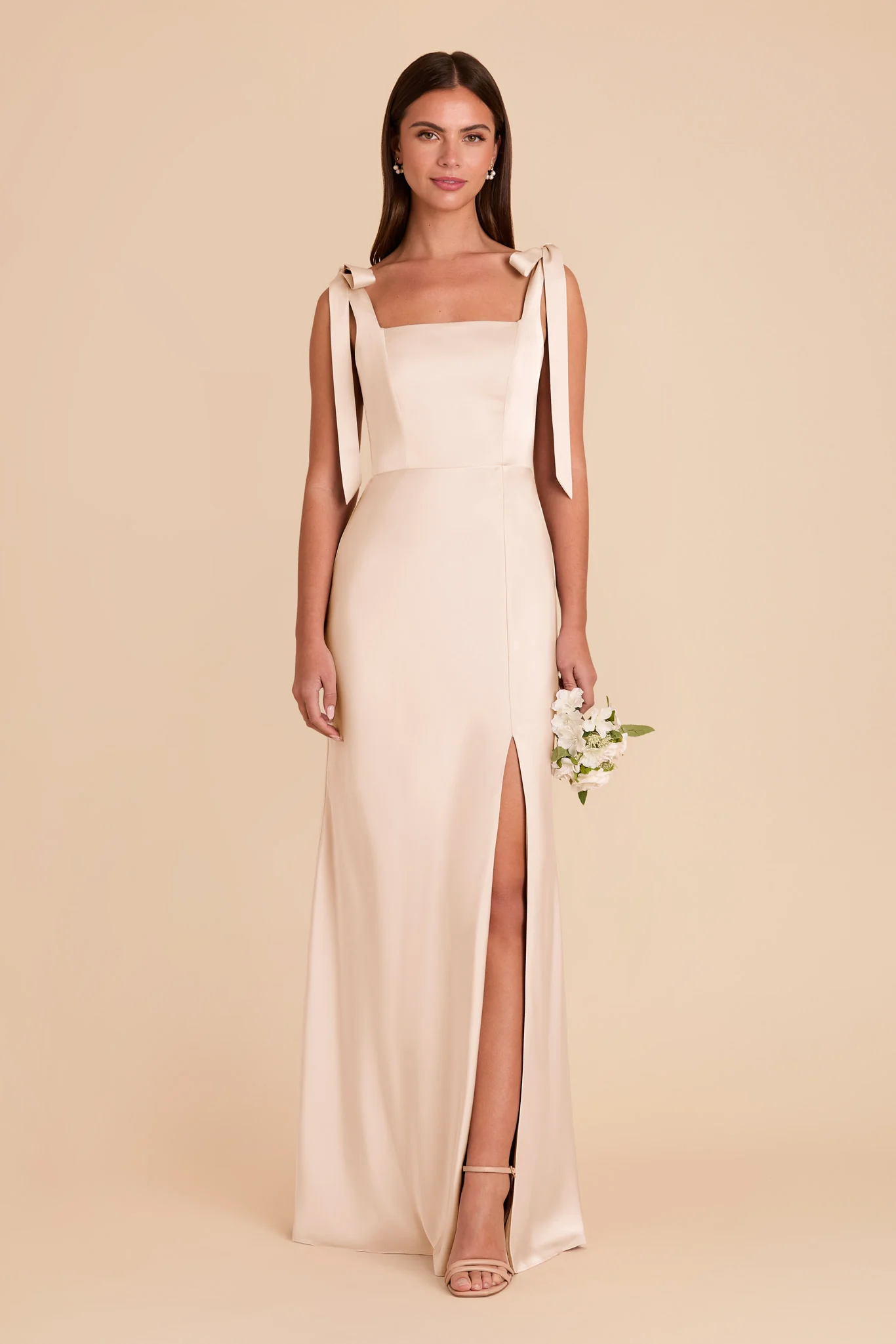 Alex Matte Satin Dress - Champagne - Image 3