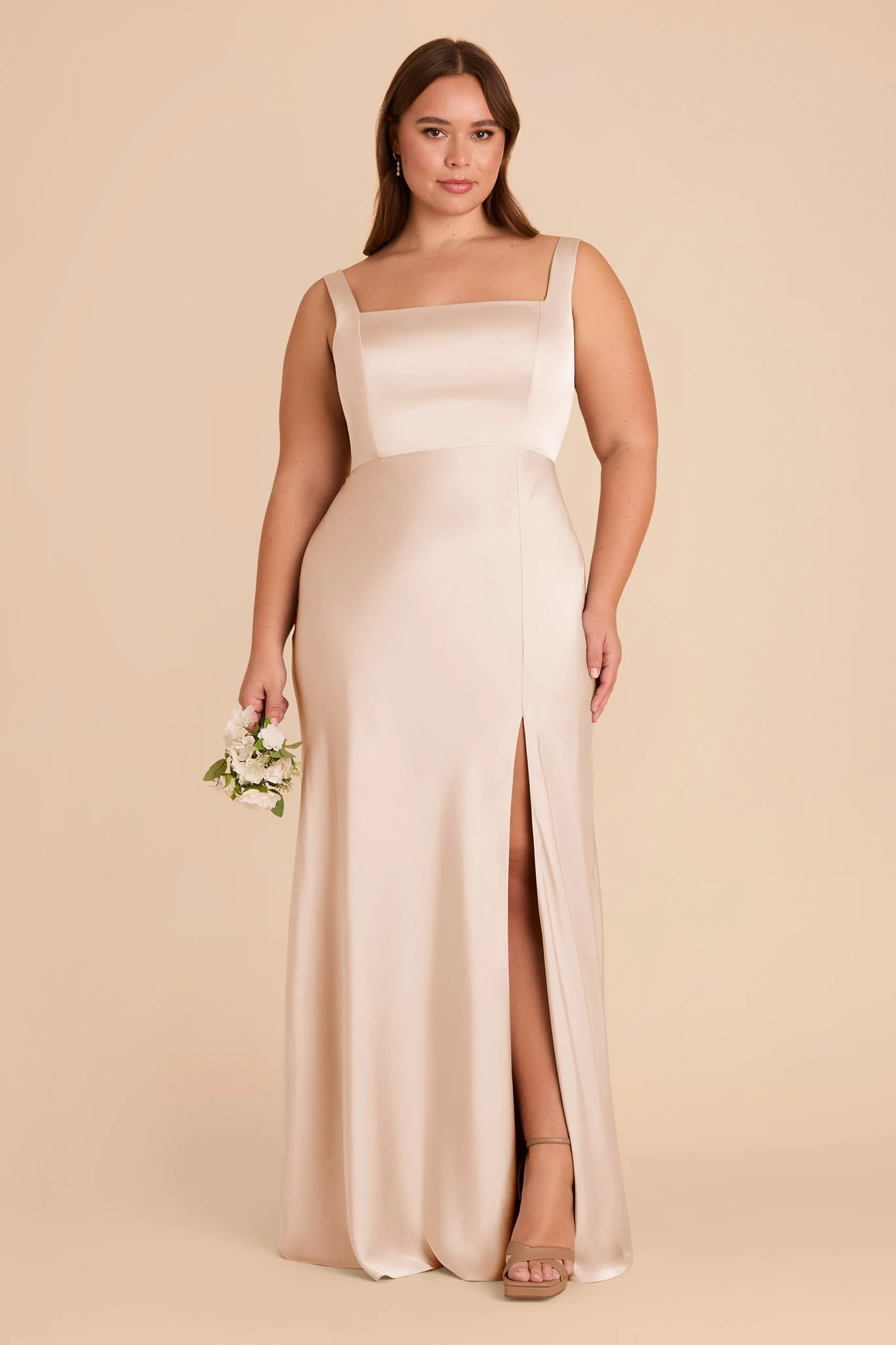 Alex Matte Satin Dress - Champagne - Image 7
