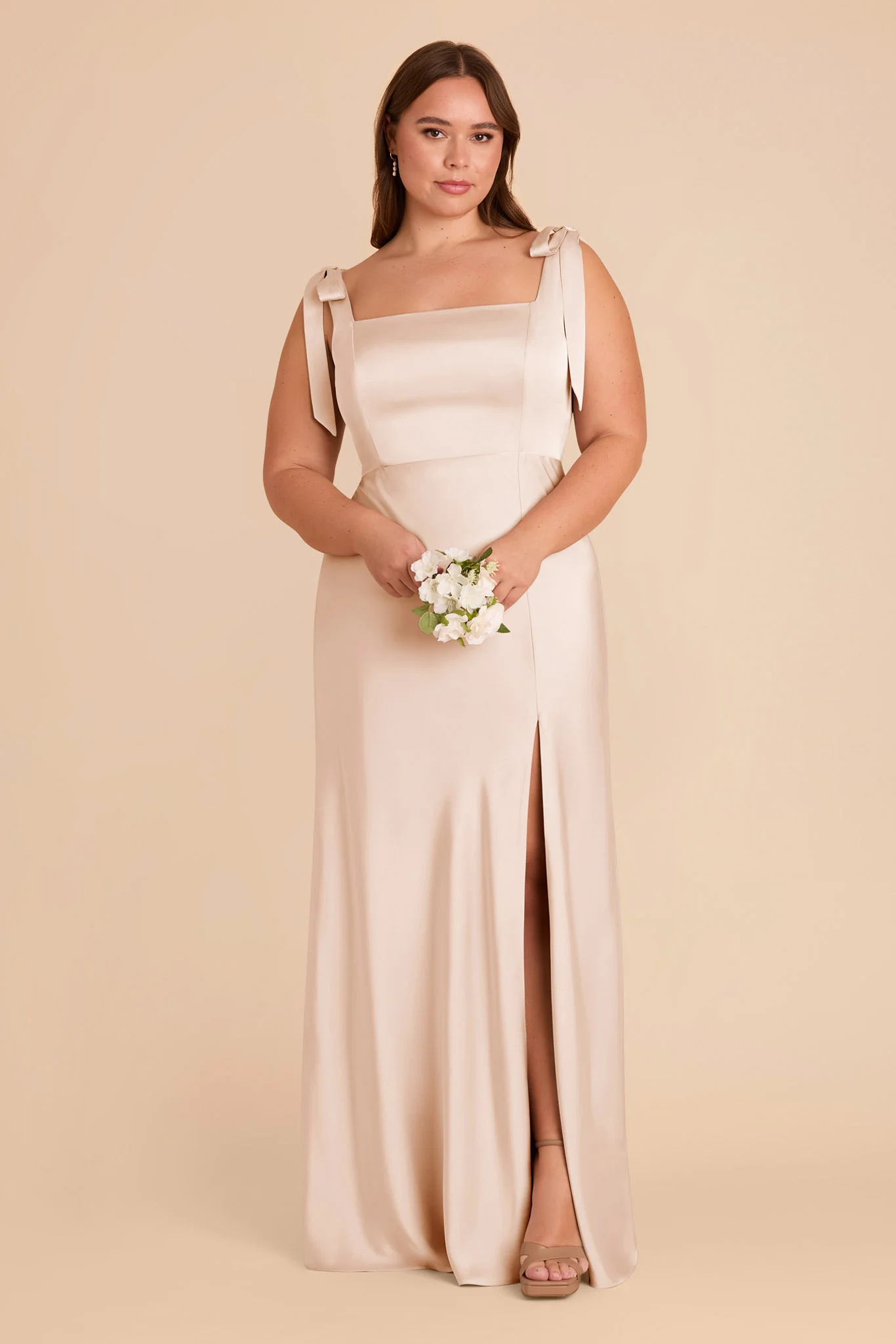 Alex Matte Satin Dress - Champagne - Image 8