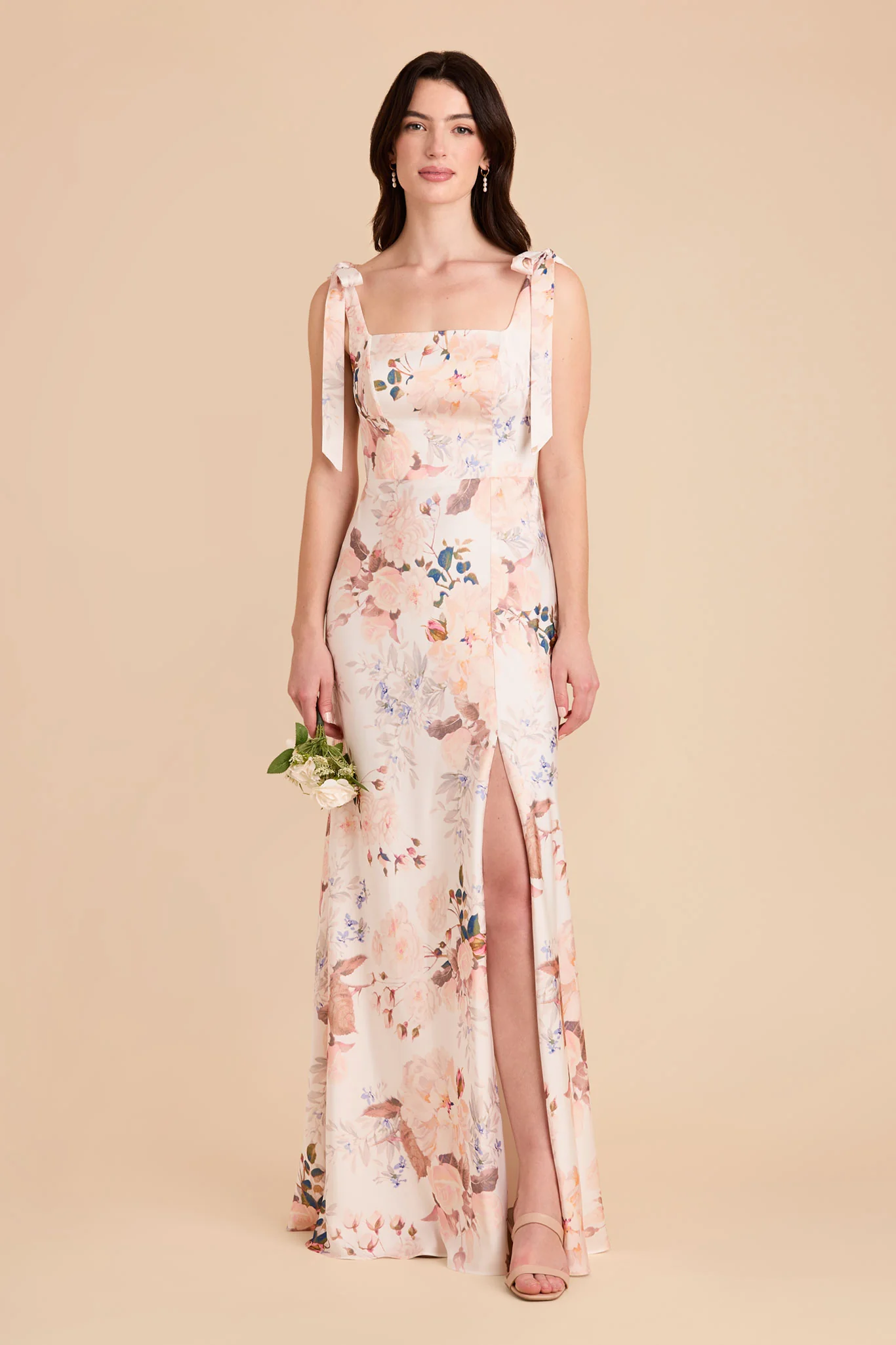 Alex Matte Satin Dress - Champagne Cascadia Bouquet