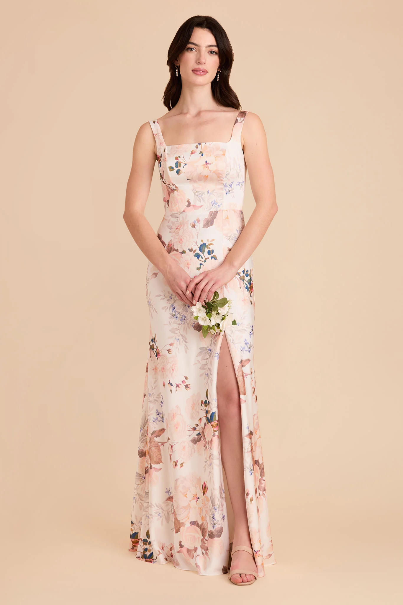 Alex Matte Satin Dress - Champagne Cascadia Bouquet - Image 2
