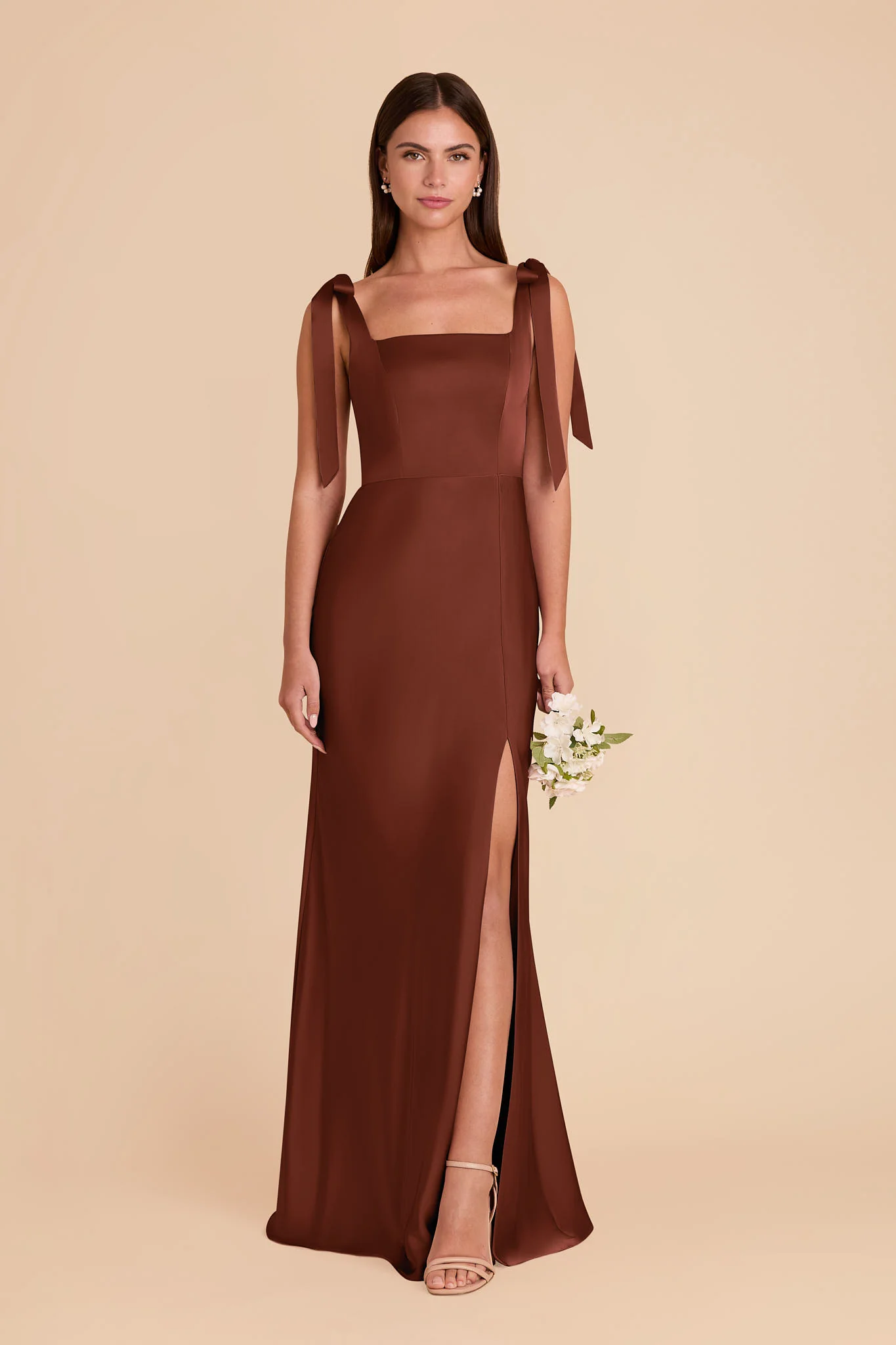 Alex Matte Satin Dress - Cognac