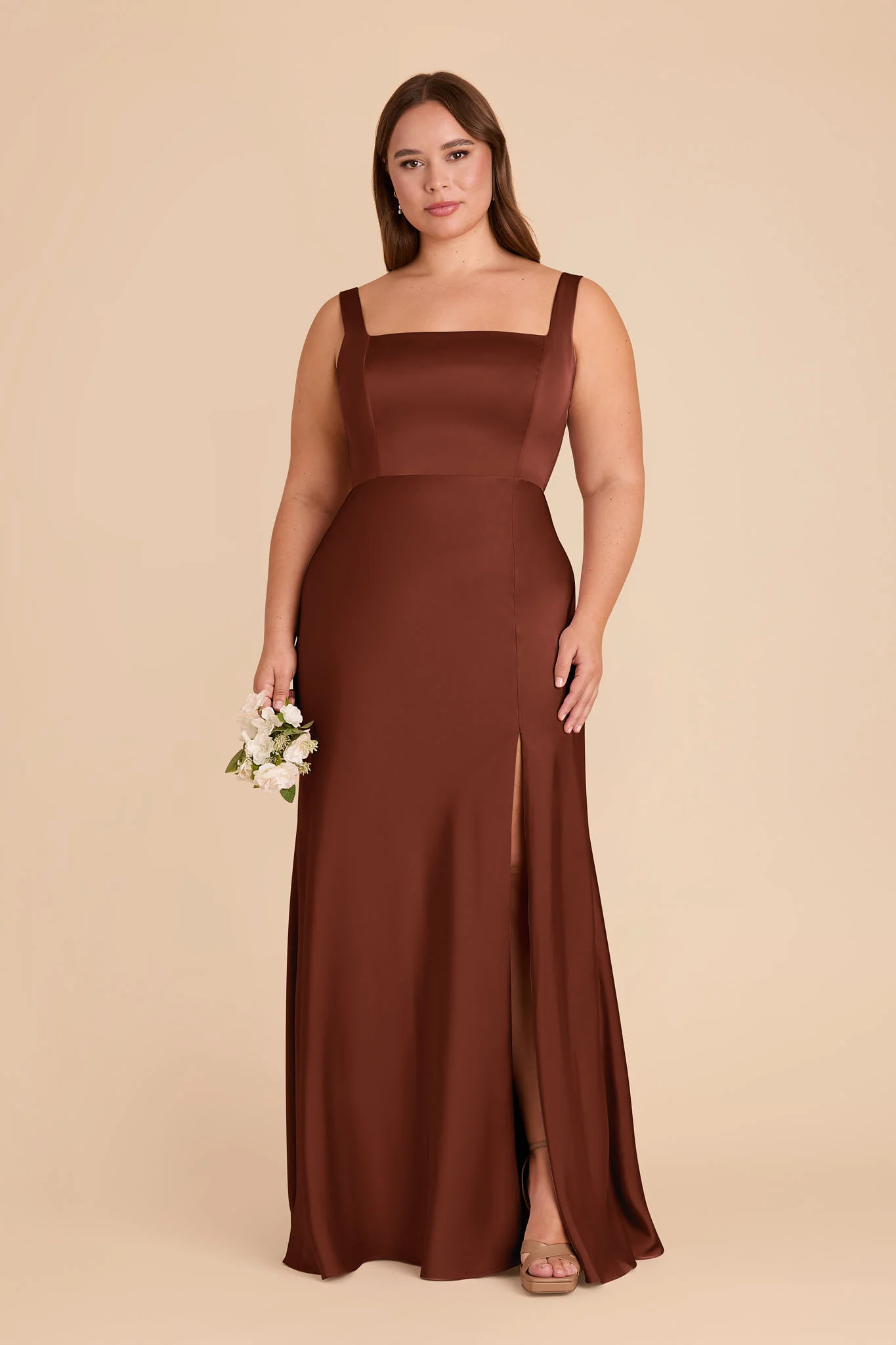 Alex Matte Satin Dress - Cognac - Image 6