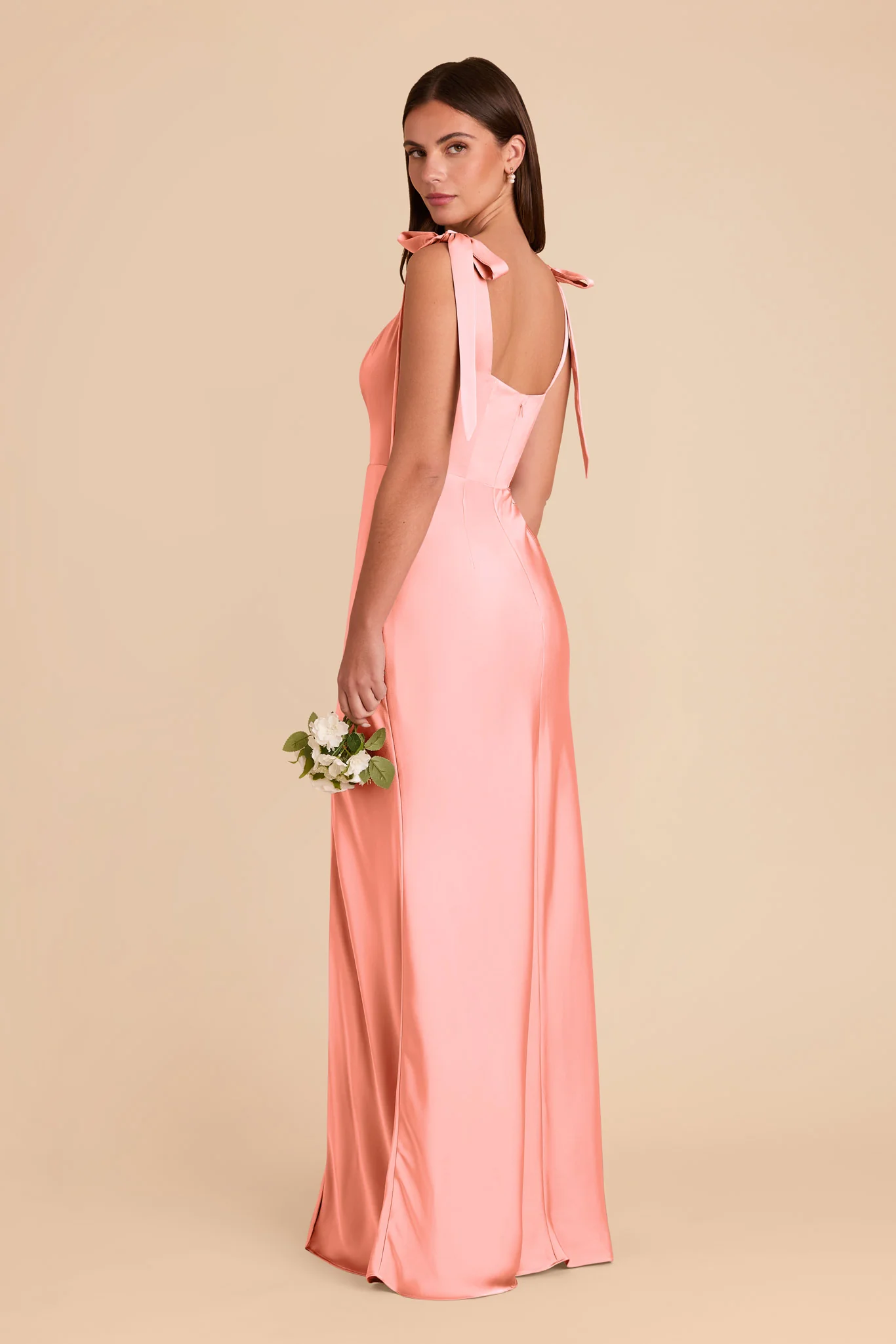 Alex Matte Satin Dress - Coral Pink - Image 4