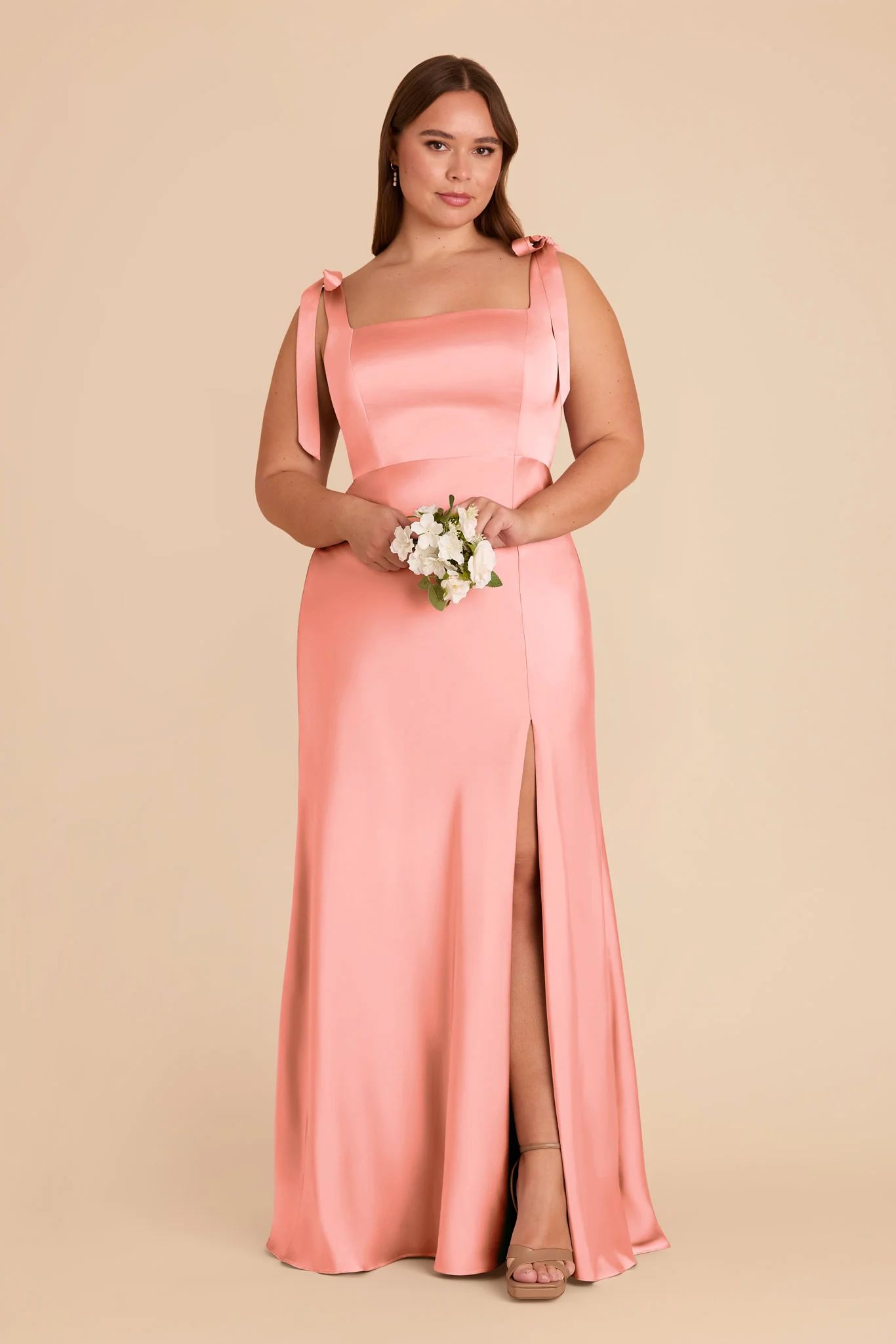 Alex Matte Satin Dress - Coral Pink - Image 6