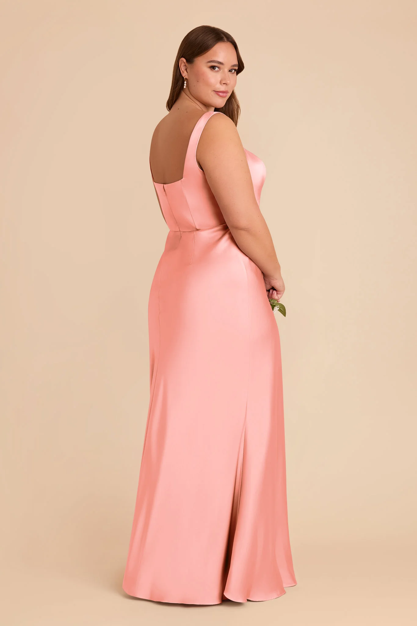 Alex Matte Satin Dress - Coral Pink - Image 8