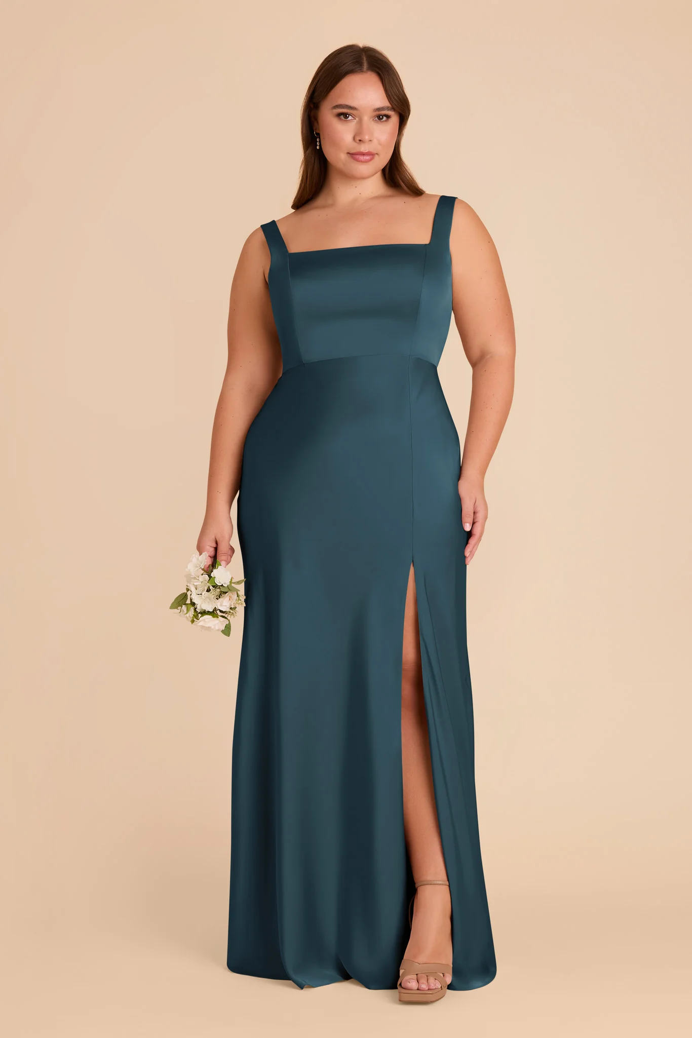 Alex Matte Satin Dress - Dark Teal - Image 7
