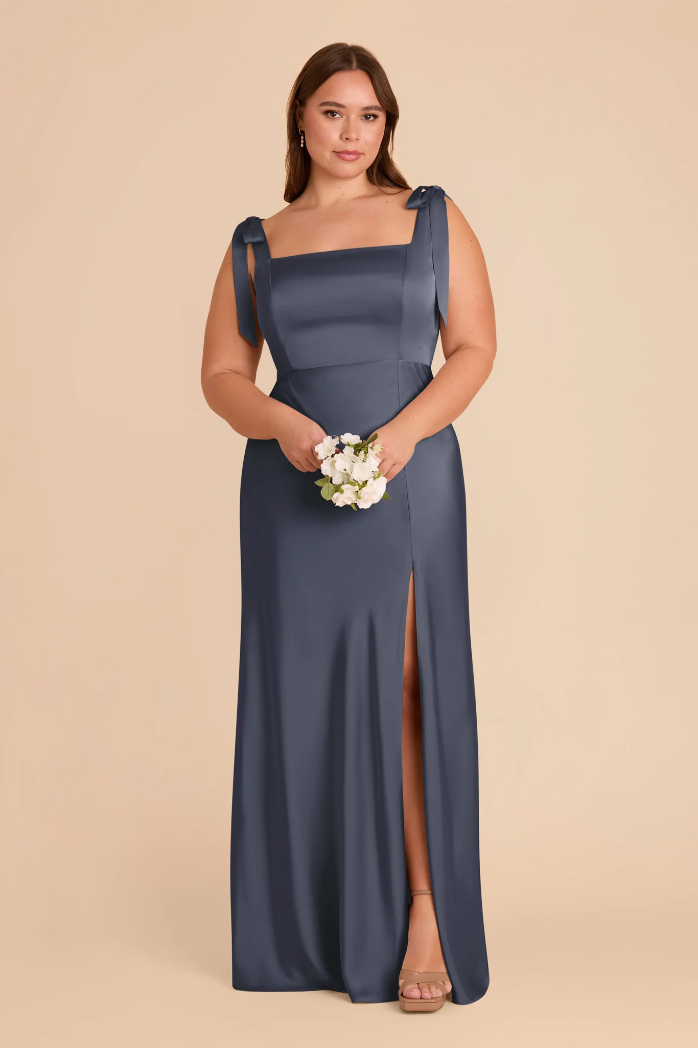 Alex Matte Satin Dress - Dusk Blue - Image 8