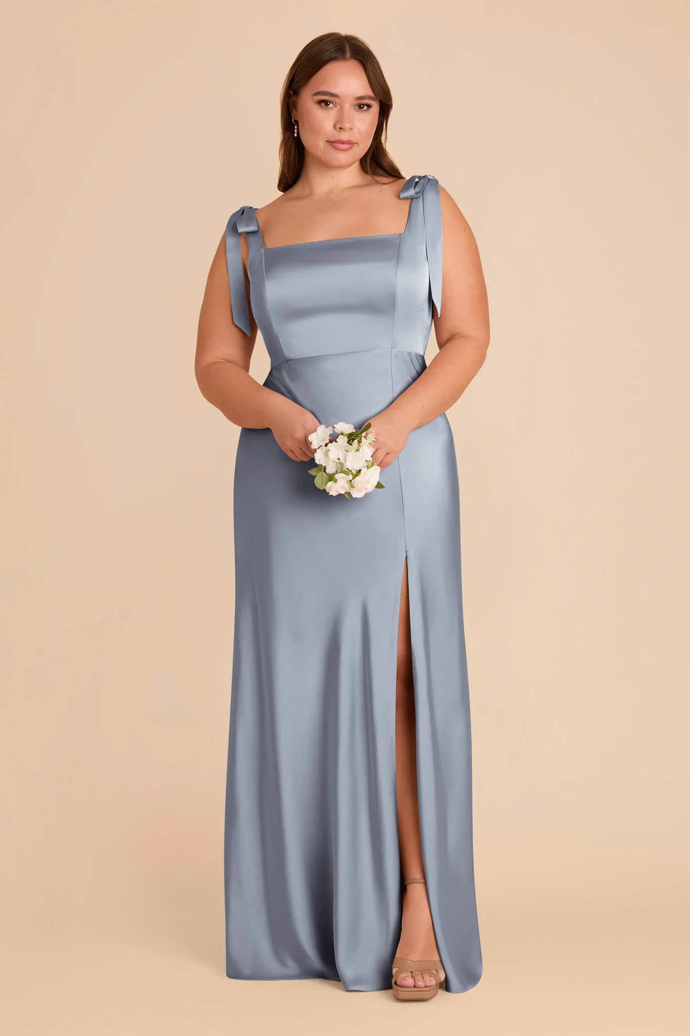 Alex Matte Satin Dress - Dusty Blue - Image 7