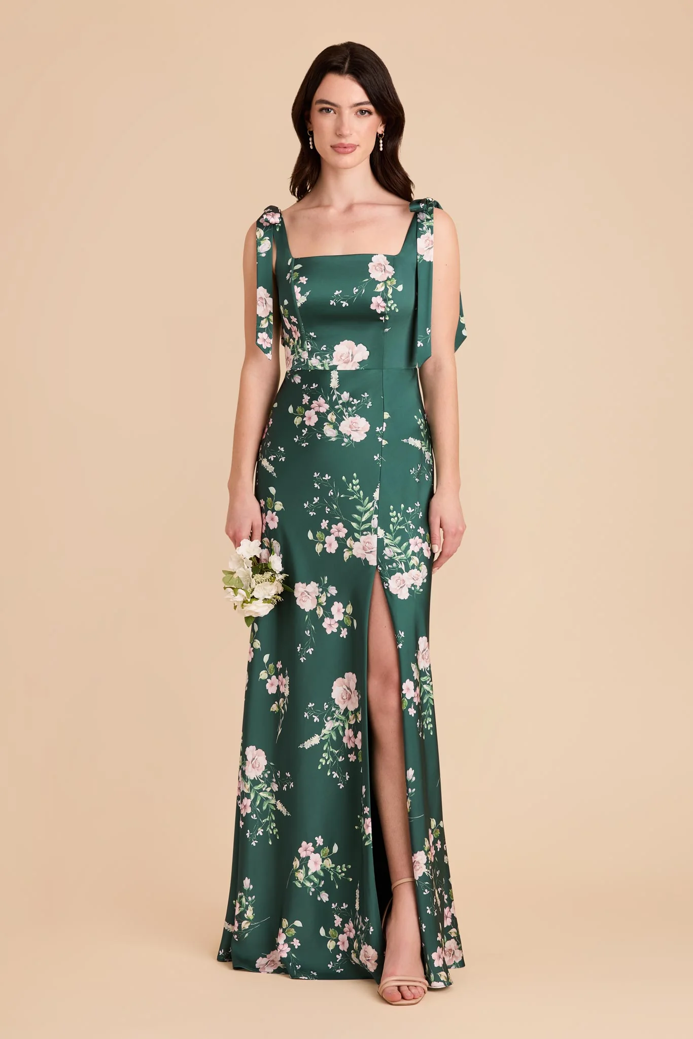 Alex Matte Satin Dress - Emerald Garden Party