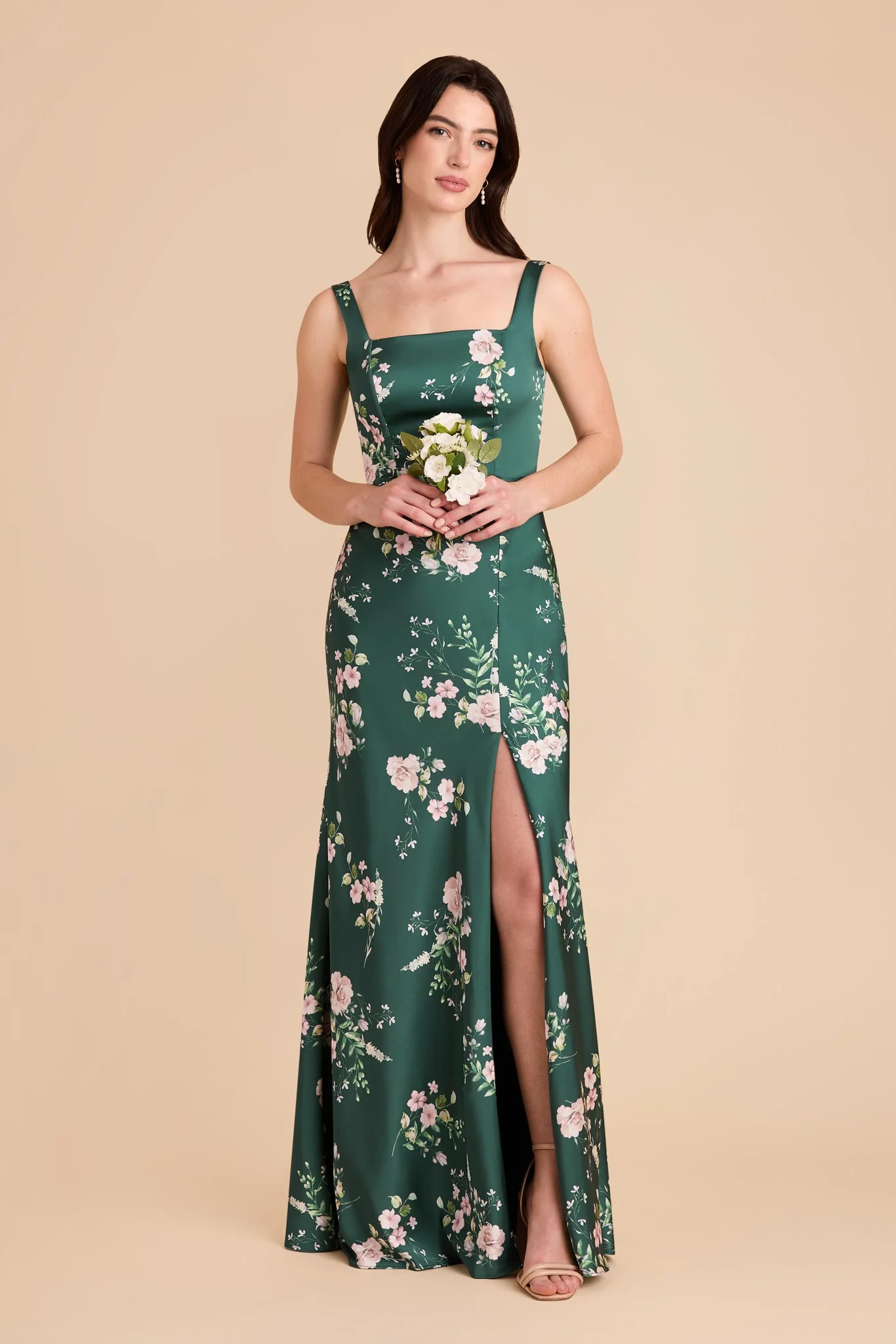 Alex Matte Satin Dress - Emerald Garden Party - Image 2